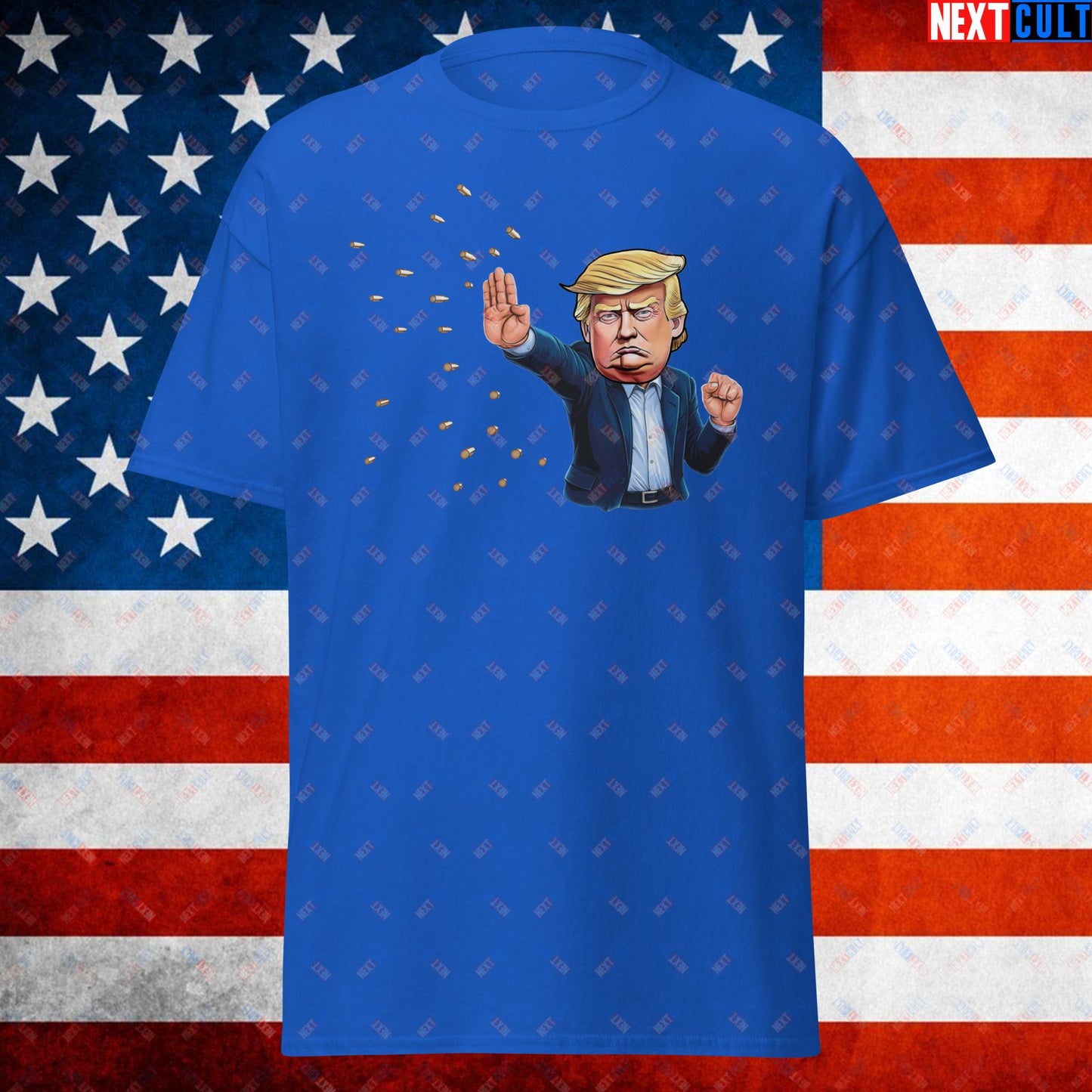 Donald Trump Shooting Assassination Attempt Funny Republican Politics Matrix Parody Unisex tee Royal T-shirts Conspiracy Theories Donald Trump Politics Republicans Next Cult Brand