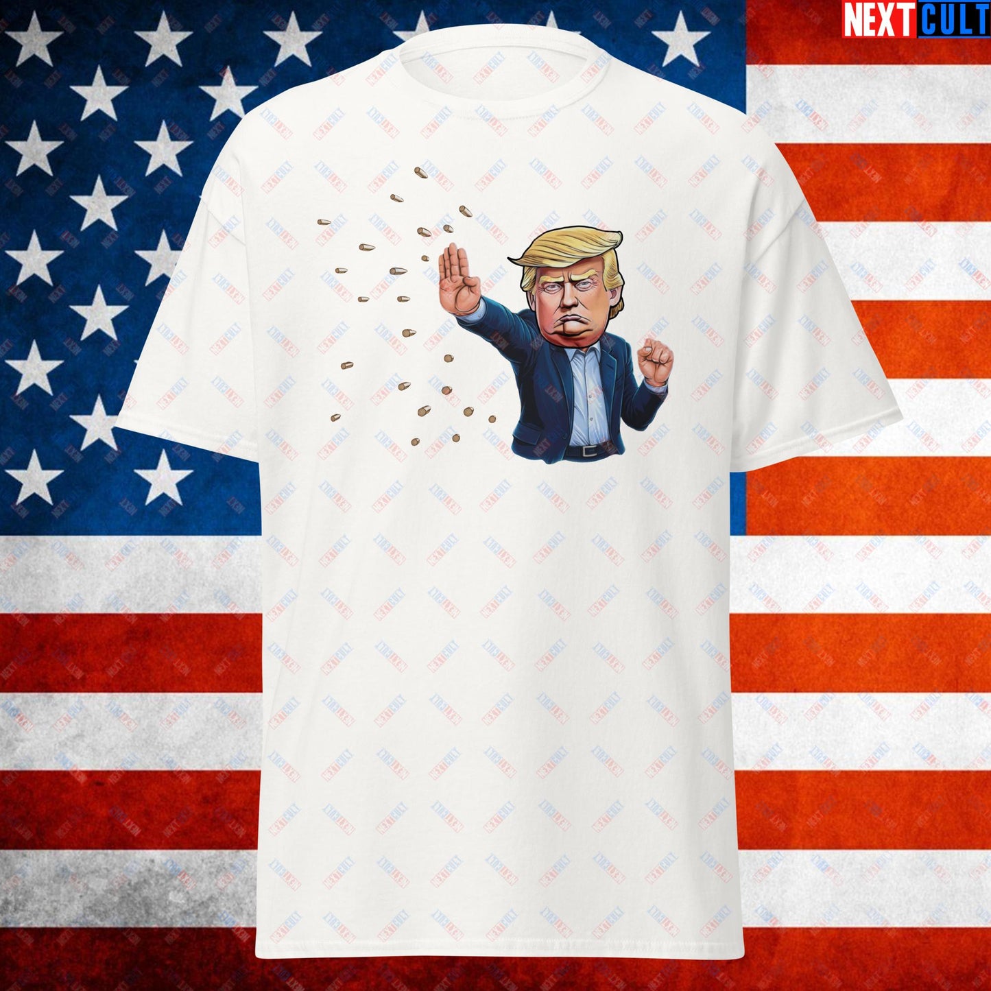 Donald Trump Shooting Assassination Attempt Funny Republican Politics Matrix Parody Unisex tee White T-shirts Conspiracy Theories Donald Trump Politics Republicans Next Cult Brand