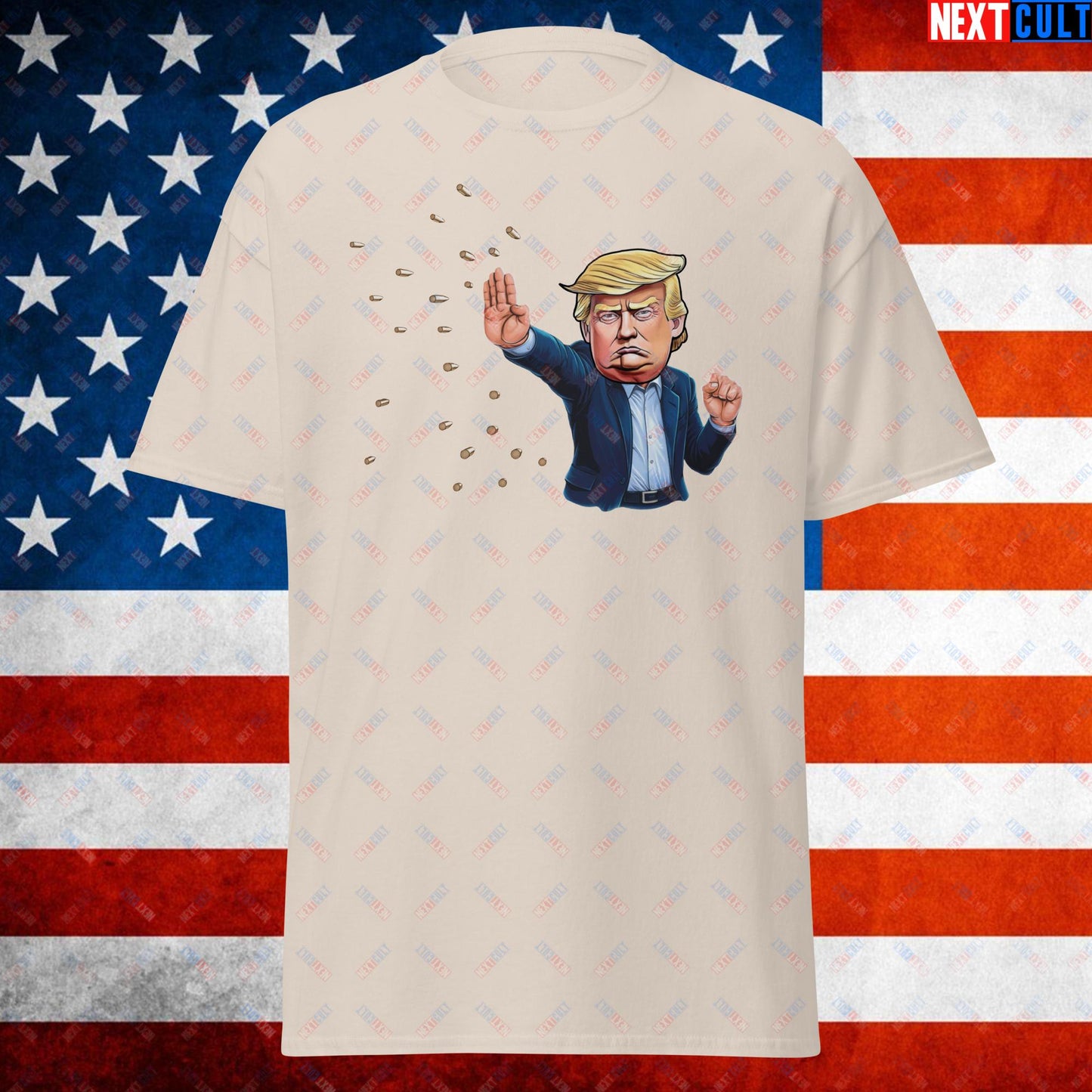 Donald Trump Shooting Assassination Attempt Funny Republican Politics Matrix Parody Unisex tee Natural T-shirts Conspiracy Theories Donald Trump Politics Republicans Next Cult Brand