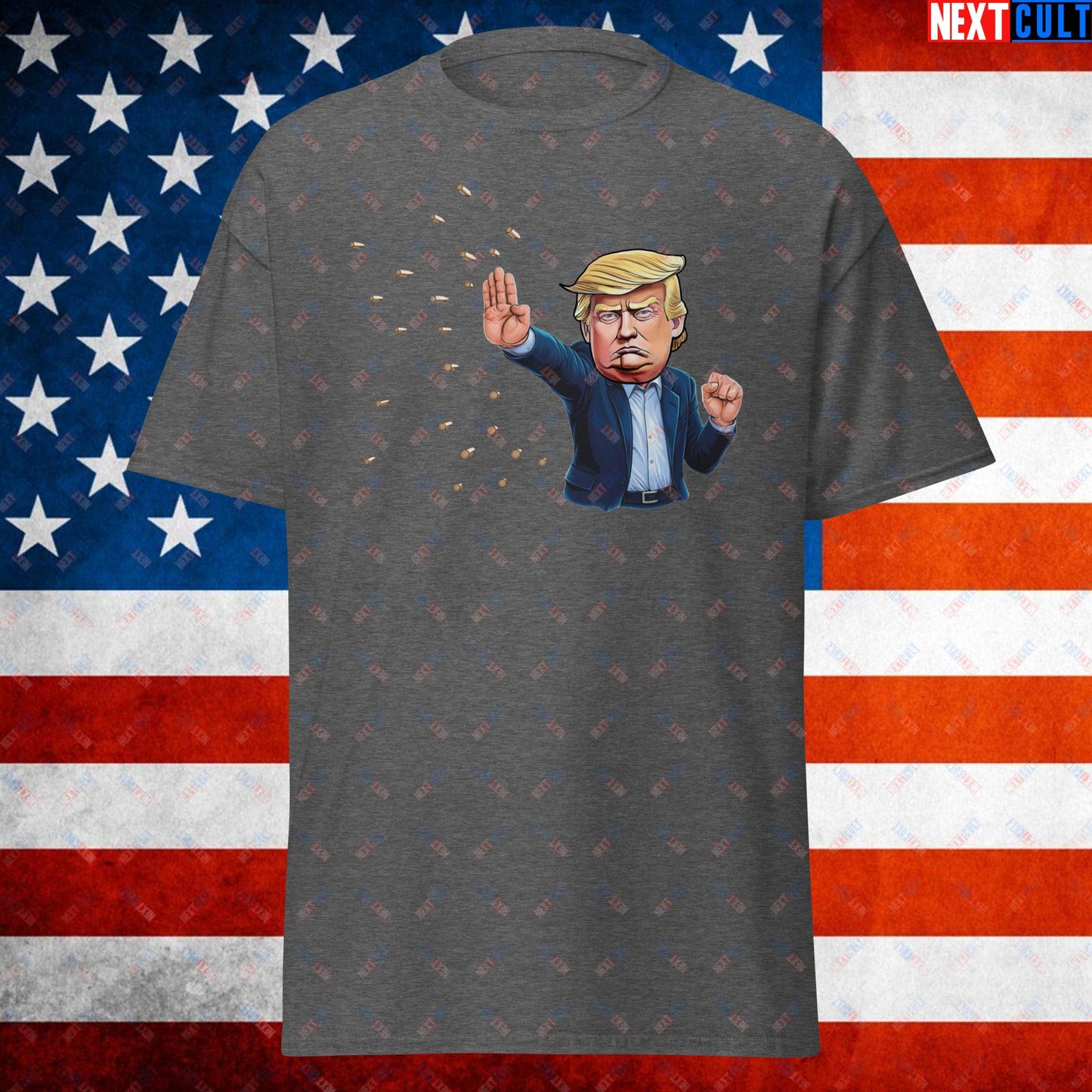 Donald Trump Shooting Assassination Attempt Funny Republican Politics Matrix Parody Unisex tee Dark Heather T-shirts Conspiracy Theories Donald Trump Politics Republicans Next Cult Brand