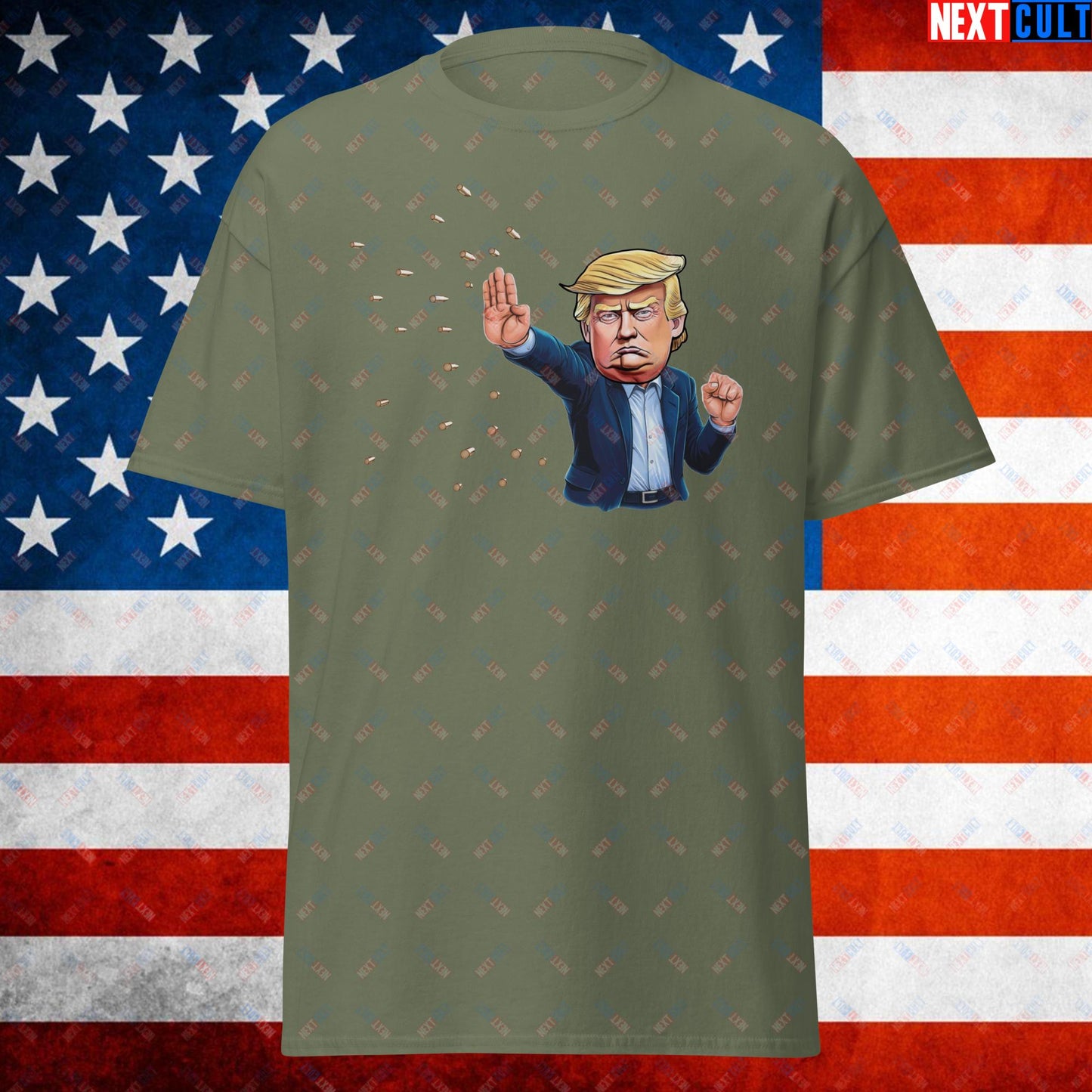 Donald Trump Shooting Assassination Attempt Funny Republican Politics Matrix Parody Unisex tee Military Green T-shirts Conspiracy Theories Donald Trump Politics Republicans Next Cult Brand