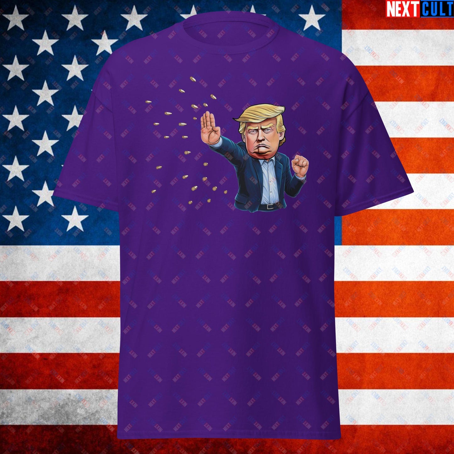Donald Trump Shooting Assassination Attempt Funny Republican Politics Matrix Parody Unisex tee Purple T-shirts Conspiracy Theories Donald Trump Politics Republicans Next Cult Brand