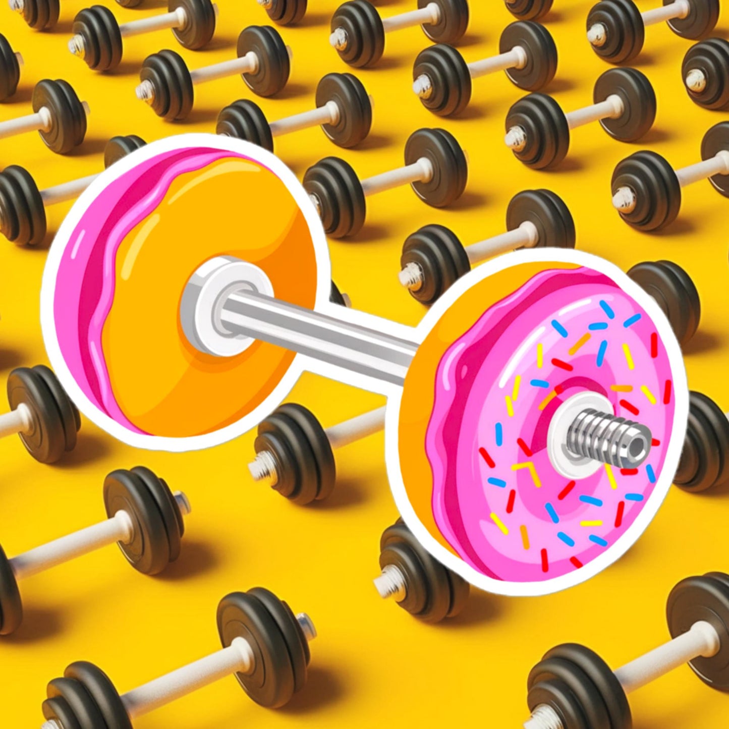 Donut Dumbbell Donuts Barbell Funny Bulk Diet Gym Workout Fitness Bodybuilding Bubble-free stickers 5.5″×5.5″ Stickers Bodybuilding Bulking Donuts Fast Food Fitness Gym Workout Next Cult Brand