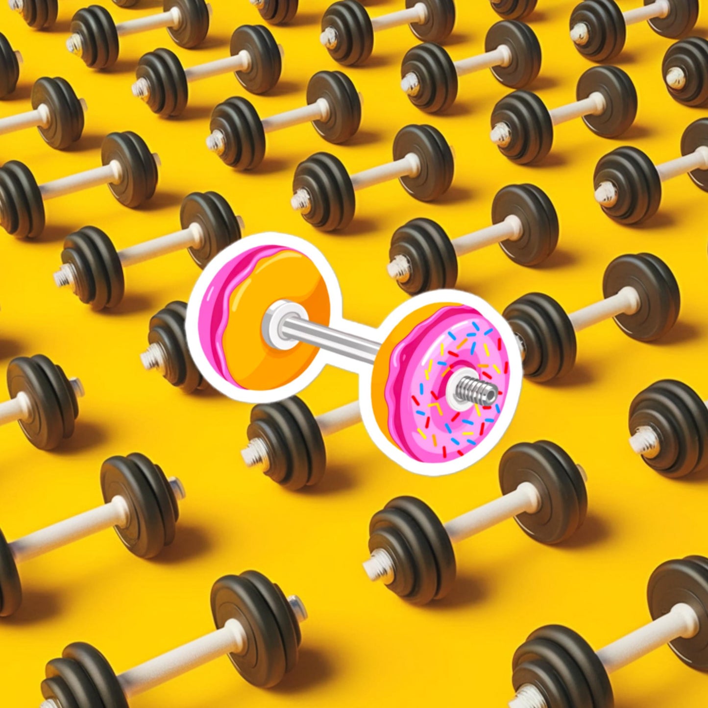 Donut Dumbbell Donuts Barbell Funny Bulk Diet Gym Workout Fitness Bodybuilding Bubble-free stickers 3″×3″ Stickers Bodybuilding Bulking Donuts Fast Food Fitness Gym Workout Next Cult Brand