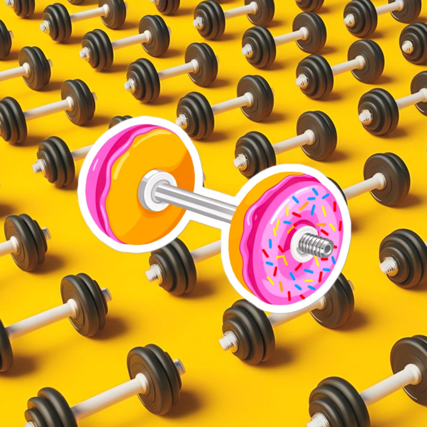 Donut Dumbbell Donuts Barbell Funny Bulk Diet Gym Workout Fitness Bodybuilding Bubble-free stickers 4″×4″ Stickers Bodybuilding Bulking Donuts Fast Food Fitness Gym Workout Next Cult Brand