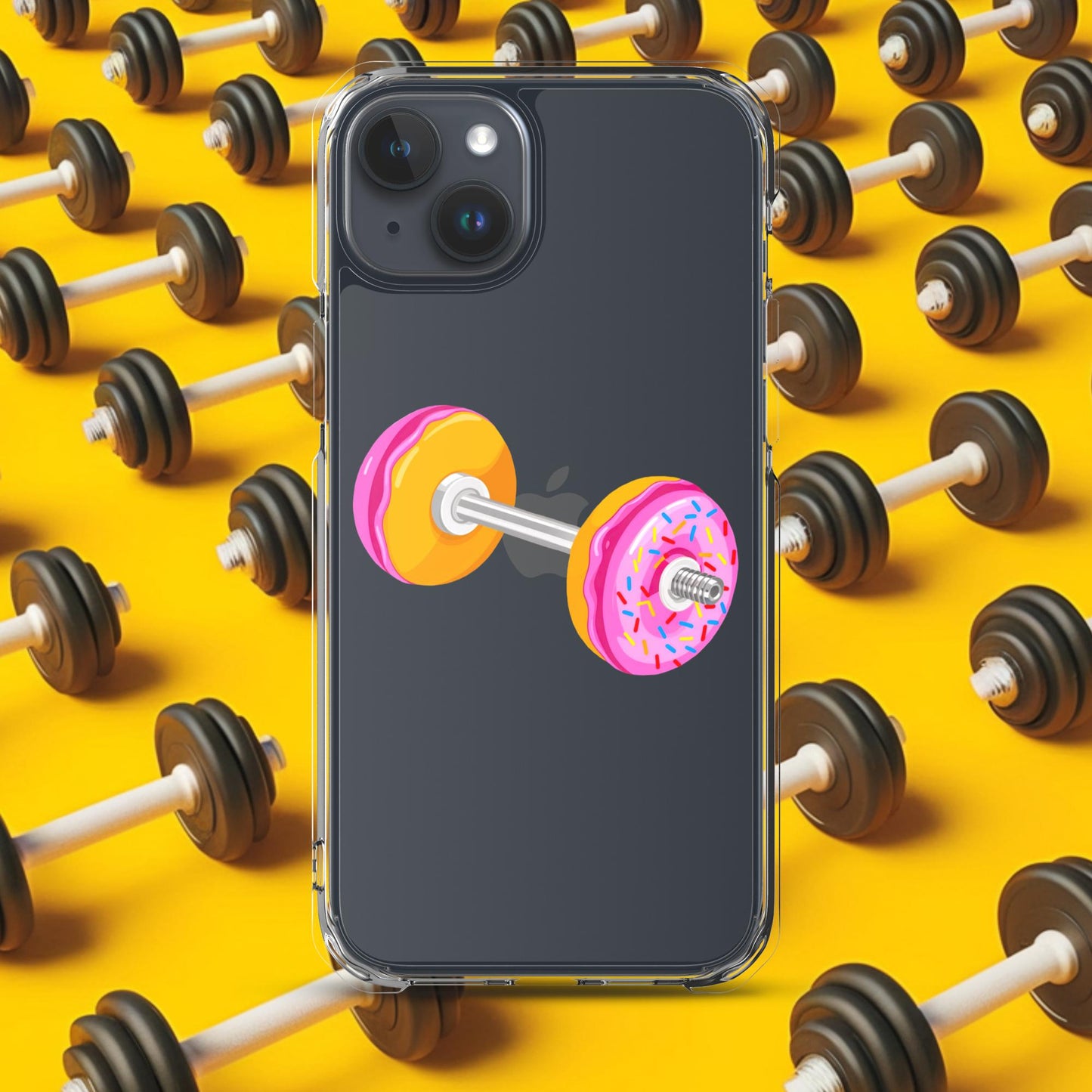 Donut Dumbbell Donuts Barbell Funny Bulk Diet Gym Workout Fitness Bodybuilding Clear Case for iPhone iPhone 15 Plus Mobile Phone Cases Bodybuilding Bulking Donuts Fast Food Fitness Gym Workout Next Cult Brand
