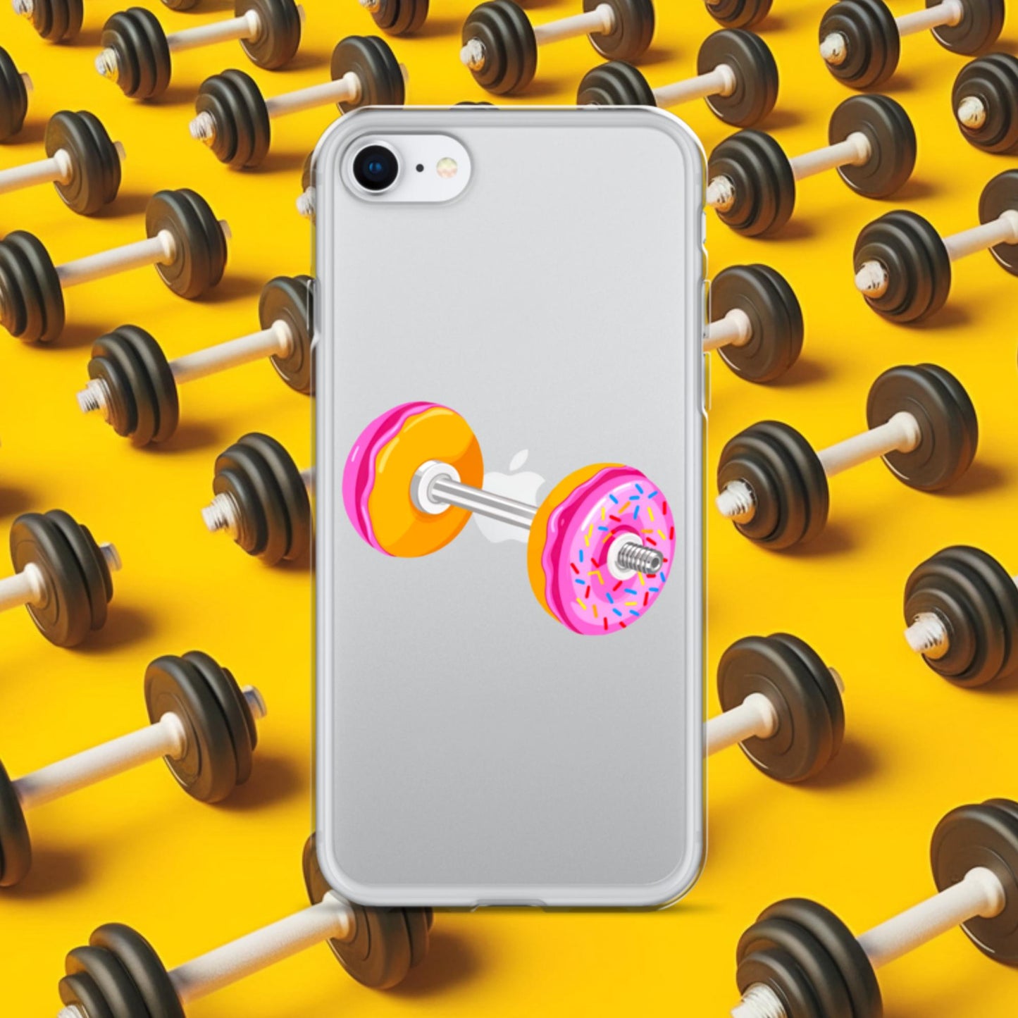 Donut Dumbbell Donuts Barbell Funny Bulk Diet Gym Workout Fitness Bodybuilding Clear Case for iPhone iPhone SE Mobile Phone Cases Bodybuilding Bulking Donuts Fast Food Fitness Gym Workout Next Cult Brand