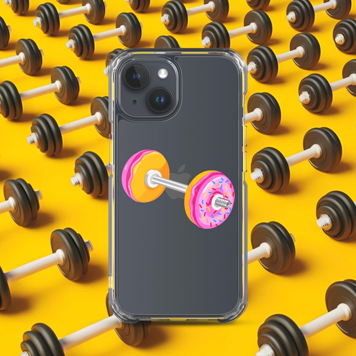 Donut Dumbbell Donuts Barbell Funny Bulk Diet Gym Workout Fitness Bodybuilding Clear Case for iPhone iPhone 15 Mobile Phone Cases Bodybuilding Bulking Donuts Fast Food Fitness Gym Workout Next Cult Brand
