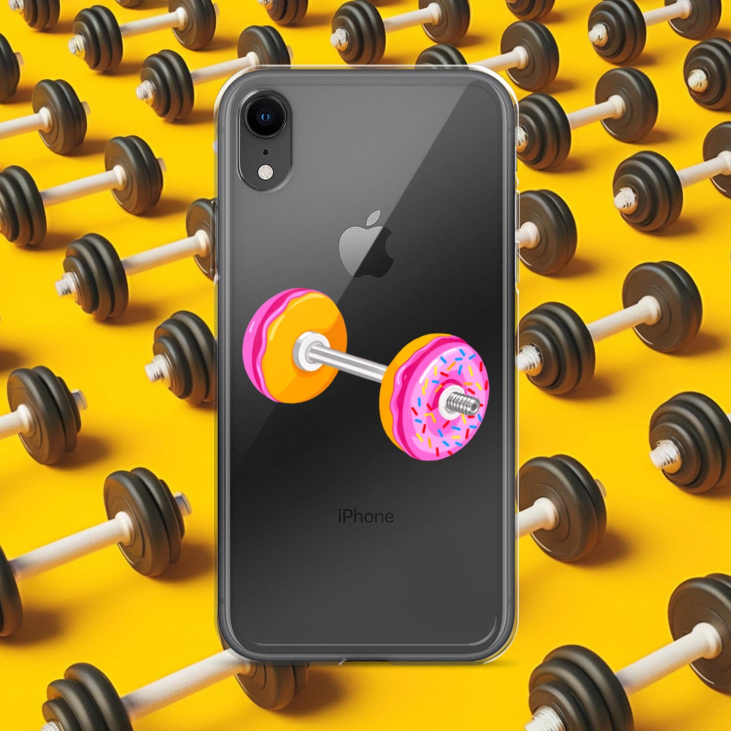 Donut Dumbbell Donuts Barbell Funny Bulk Diet Gym Workout Fitness Bodybuilding Clear Case for iPhone iPhone XR Mobile Phone Cases Bodybuilding Bulking Donuts Fast Food Fitness Gym Workout Next Cult Brand