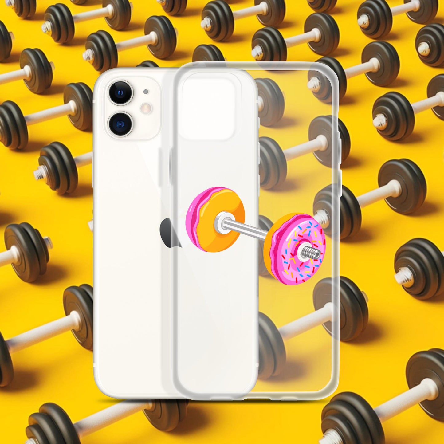 Donut Dumbbell Donuts Barbell Funny Bulk Diet Gym Workout Fitness Bodybuilding Clear Case for iPhone iPhone 11 Mobile Phone Cases Bodybuilding Bulking Donuts Fast Food Fitness Gym Workout Next Cult Brand