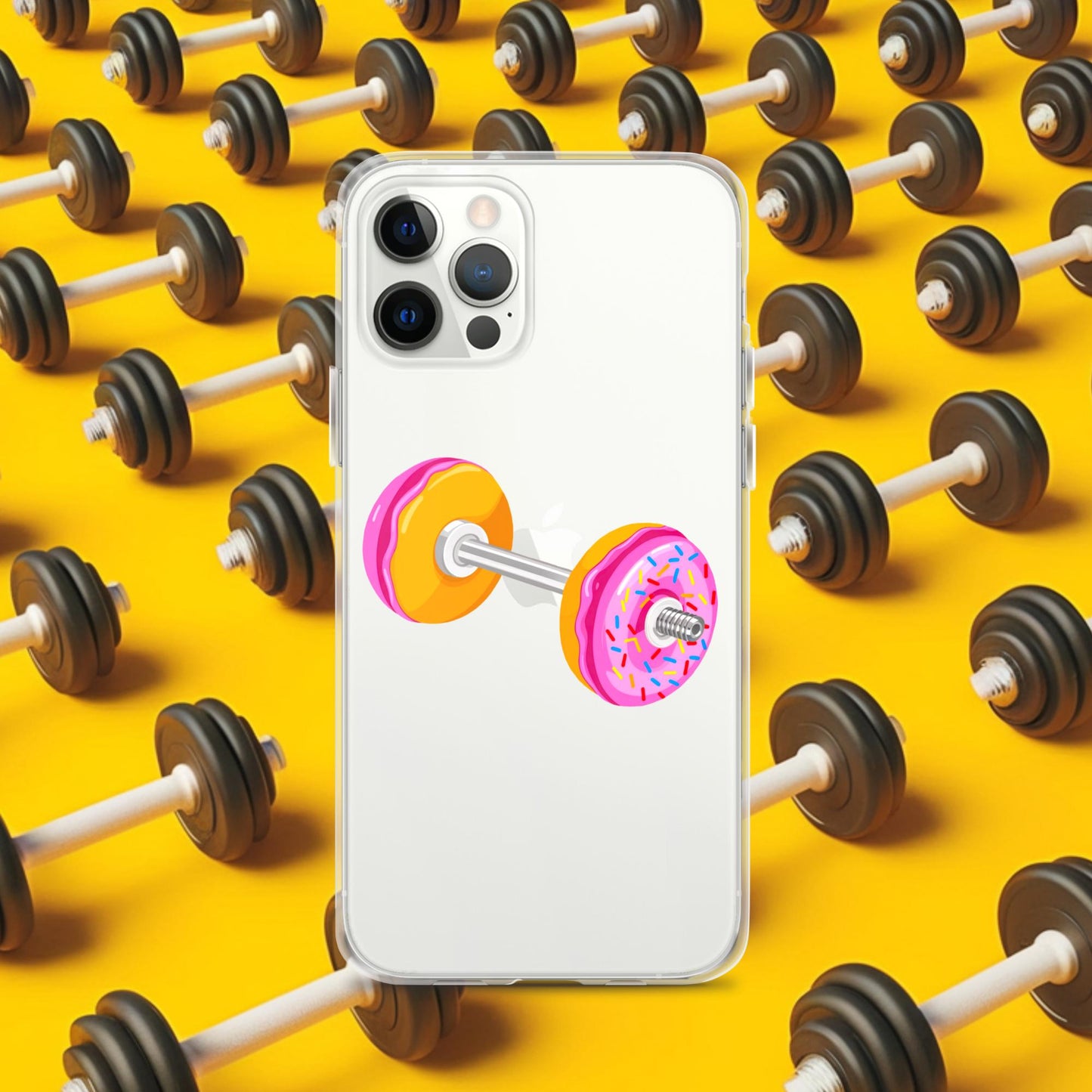Donut Dumbbell Donuts Barbell Funny Bulk Diet Gym Workout Fitness Bodybuilding Clear Case for iPhone iPhone 12 Pro Mobile Phone Cases Bodybuilding Bulking Donuts Fast Food Fitness Gym Workout Next Cult Brand
