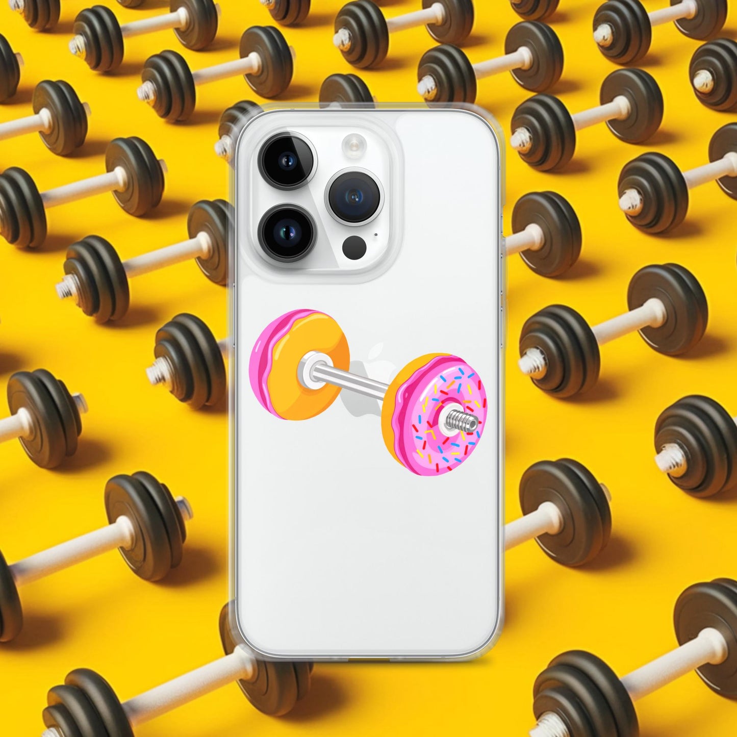 Donut Dumbbell Donuts Barbell Funny Bulk Diet Gym Workout Fitness Bodybuilding Clear Case for iPhone iPhone 14 Pro Mobile Phone Cases Bodybuilding Bulking Donuts Fast Food Fitness Gym Workout Next Cult Brand