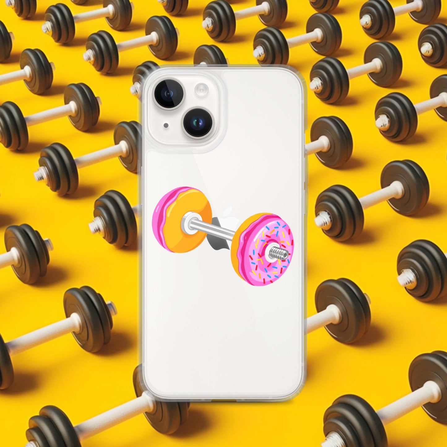 Donut Dumbbell Donuts Barbell Funny Bulk Diet Gym Workout Fitness Bodybuilding Clear Case for iPhone iPhone 14 Mobile Phone Cases Bodybuilding Bulking Donuts Fast Food Fitness Gym Workout Next Cult Brand