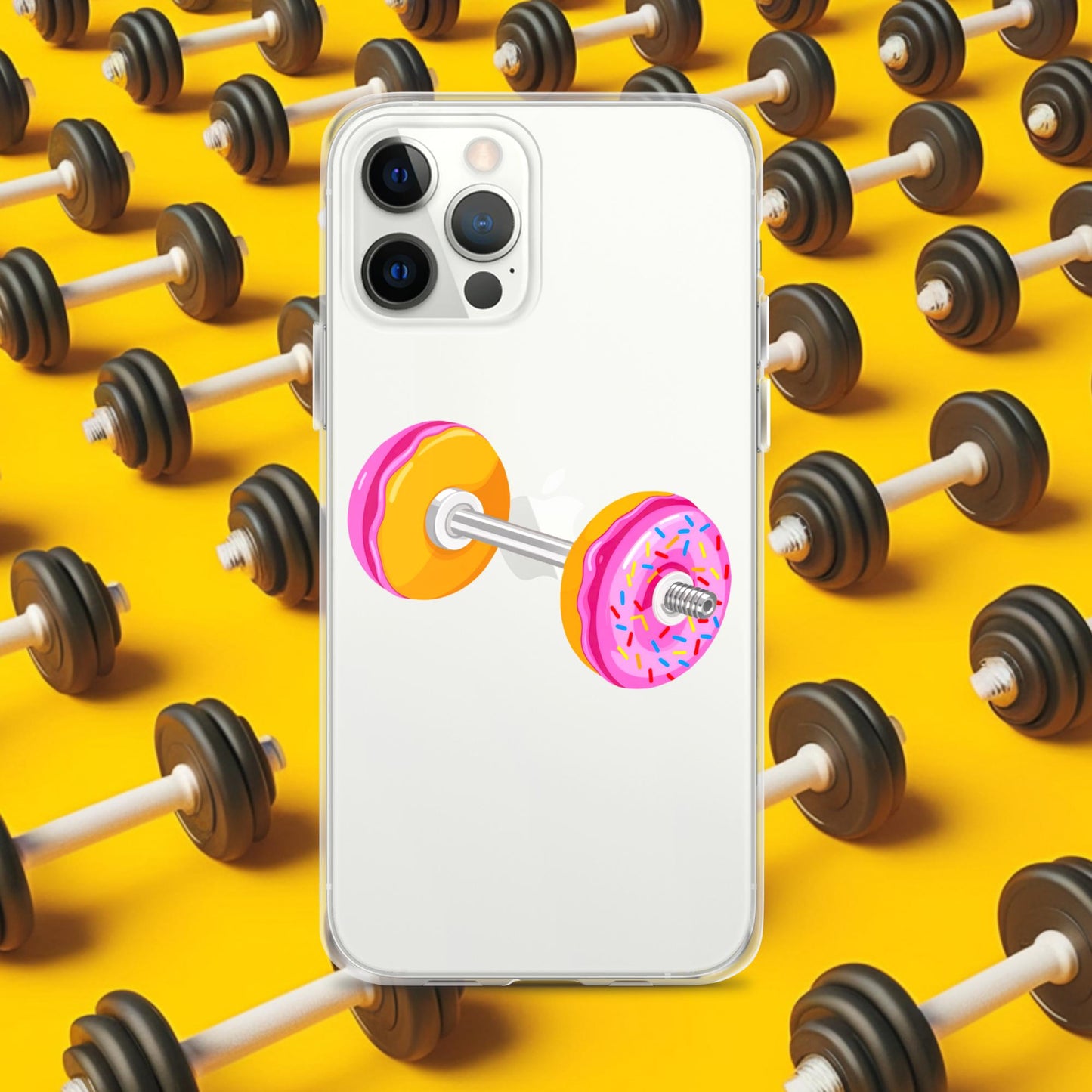 Donut Dumbbell Donuts Barbell Funny Bulk Diet Gym Workout Fitness Bodybuilding Clear Case for iPhone iPhone 12 Pro Max Mobile Phone Cases Bodybuilding Bulking Donuts Fast Food Fitness Gym Workout Next Cult Brand