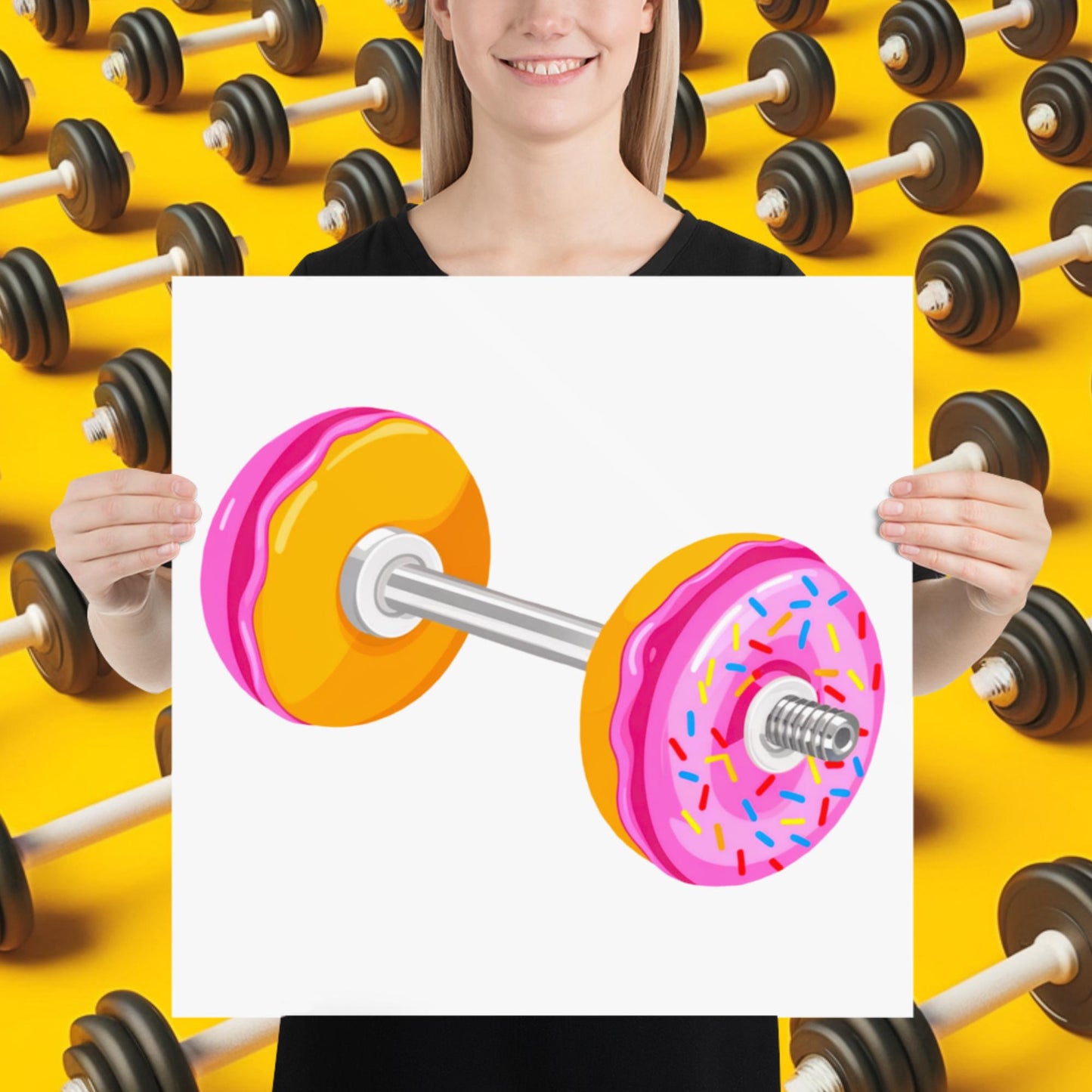 Donut Dumbbell Donuts Barbell Funny Bulk Diet Gym Workout Fitness Bodybuilding Poster 18″×18″ Posters Bodybuilding Bulking Donuts Fast Food Fitness Gym Workout Next Cult Brand