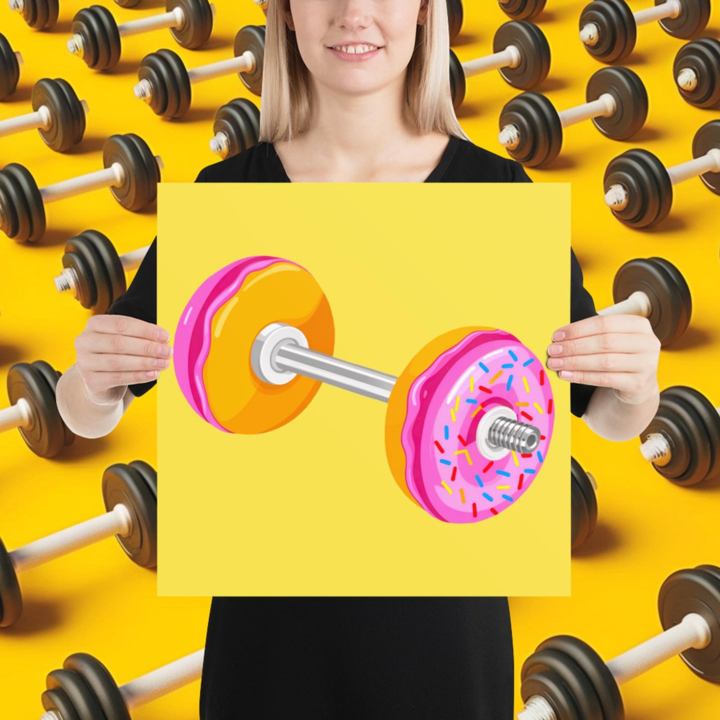 Donut Dumbbell Donuts Barbell Funny Bulk Diet Gym Workout Fitness Bodybuilding Poster 16″×16″ Posters Bodybuilding Bulking Donuts Fast Food Fitness Gym Workout Next Cult Brand