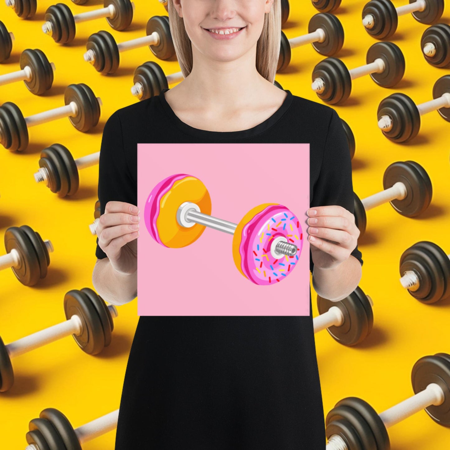 Donut Dumbbell Donuts Barbell Funny Bulk Diet Gym Workout Fitness Bodybuilding Poster 10″×10″ Posters Bodybuilding Bulking Donuts Fast Food Fitness Gym Workout Next Cult Brand