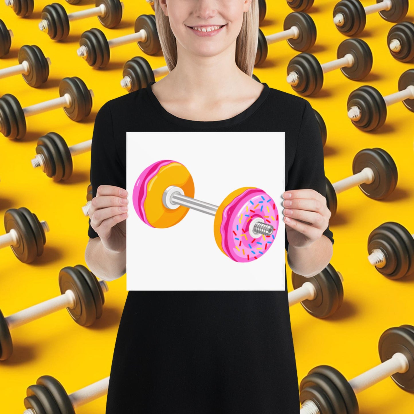 Donut Dumbbell Donuts Barbell Funny Bulk Diet Gym Workout Fitness Bodybuilding Poster 10″×10″ Posters Bodybuilding Bulking Donuts Fast Food Fitness Gym Workout Next Cult Brand