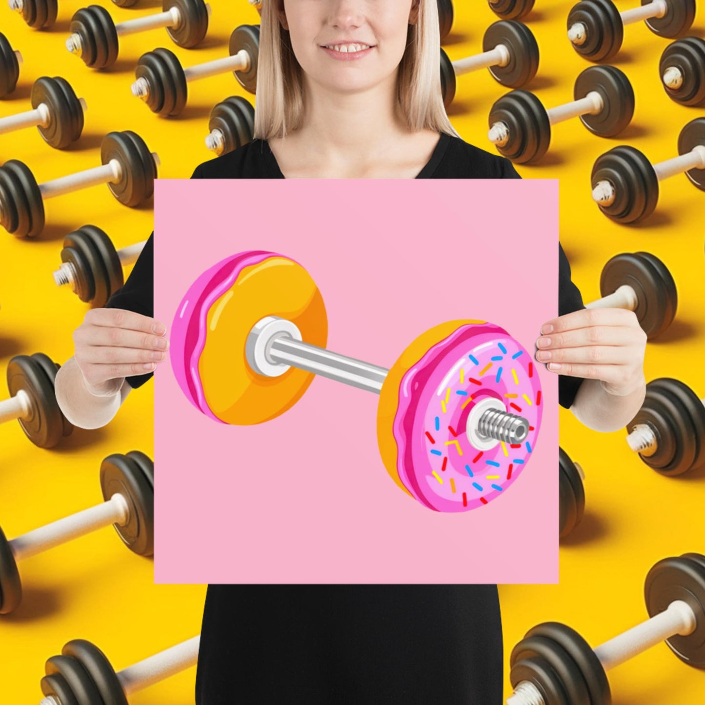 Donut Dumbbell Donuts Barbell Funny Bulk Diet Gym Workout Fitness Bodybuilding Poster 16″×16″ Posters Bodybuilding Bulking Donuts Fast Food Fitness Gym Workout Next Cult Brand