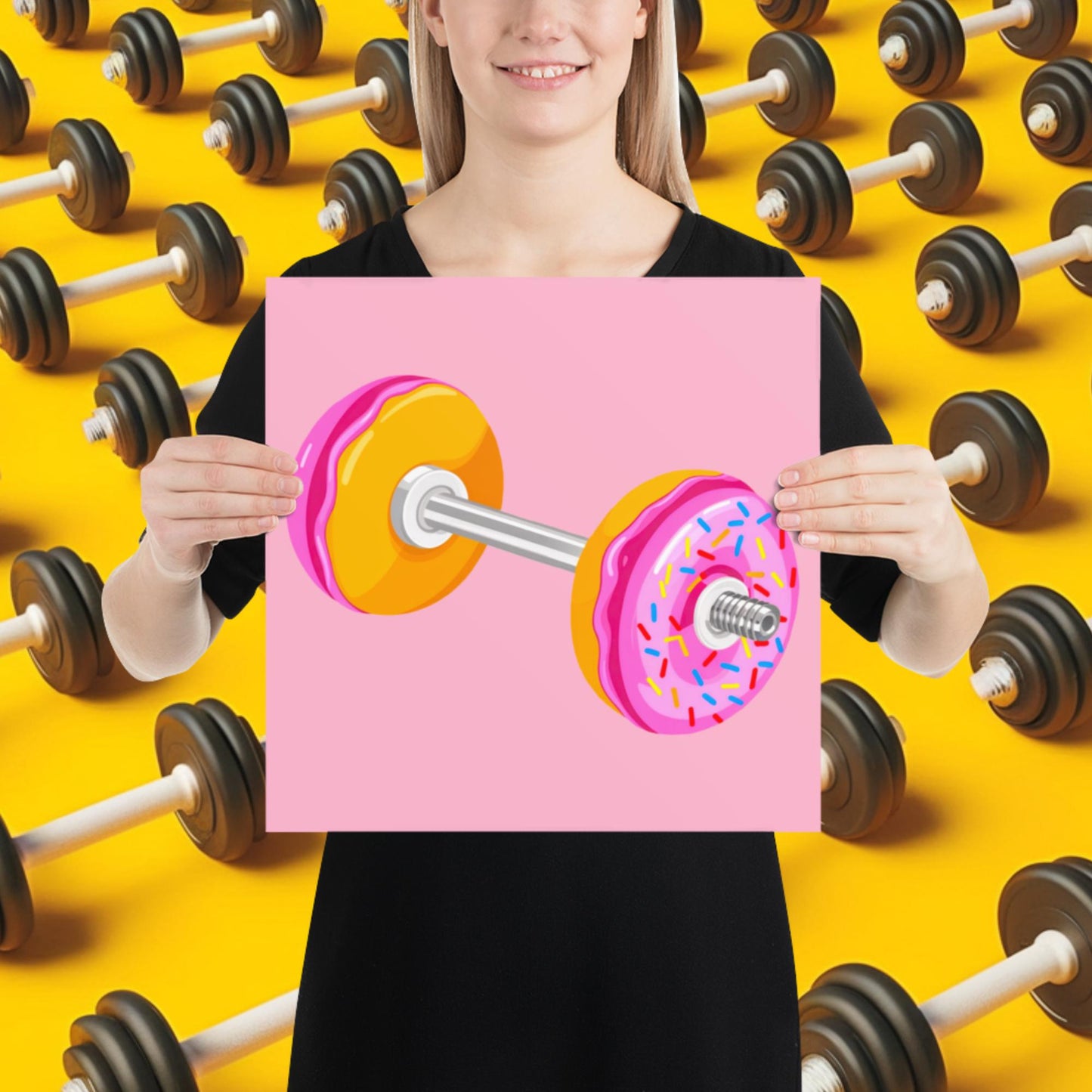Donut Dumbbell Donuts Barbell Funny Bulk Diet Gym Workout Fitness Bodybuilding Poster 14″×14″ Posters Bodybuilding Bulking Donuts Fast Food Fitness Gym Workout Next Cult Brand