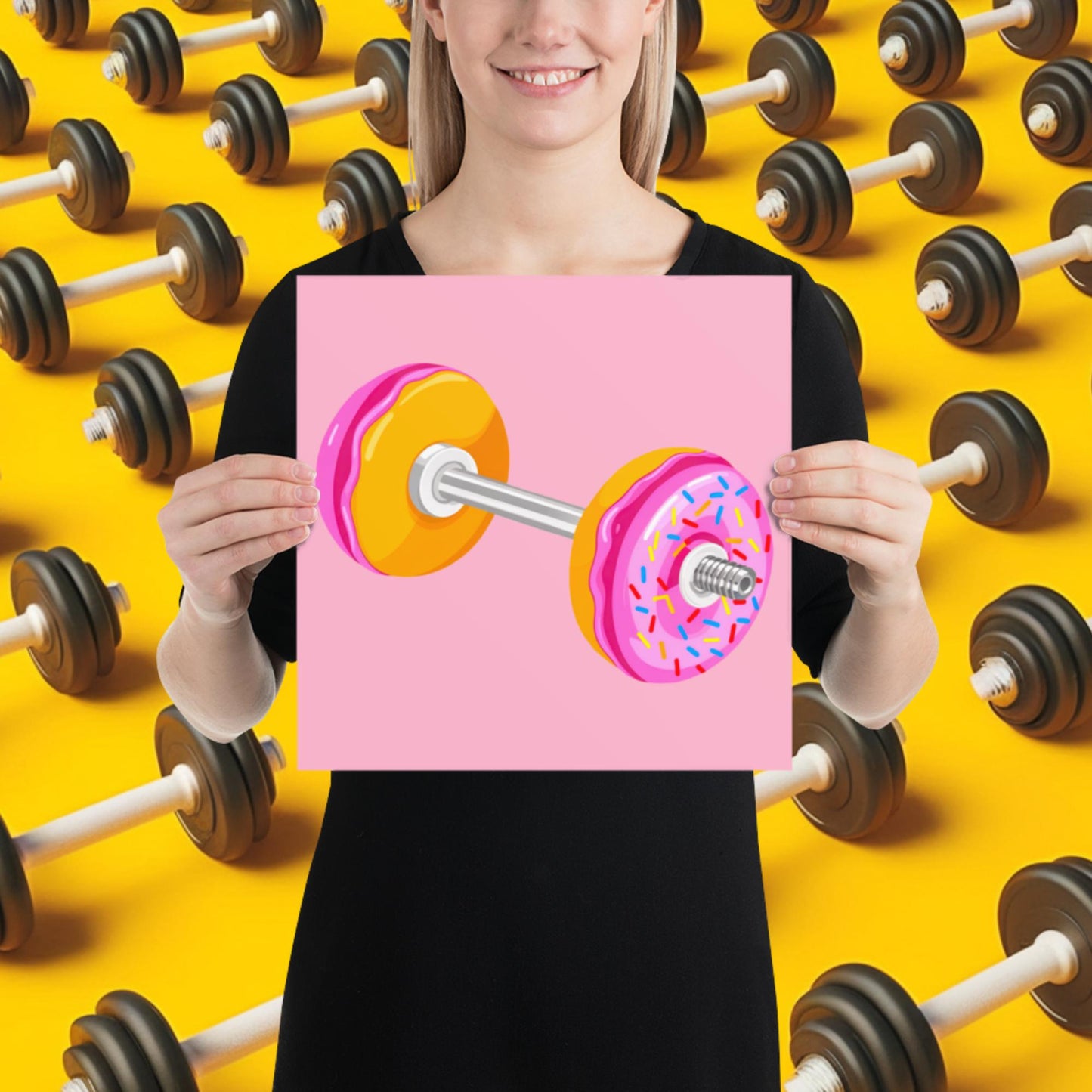 Donut Dumbbell Donuts Barbell Funny Bulk Diet Gym Workout Fitness Bodybuilding Poster 12″×12″ Posters Bodybuilding Bulking Donuts Fast Food Fitness Gym Workout Next Cult Brand