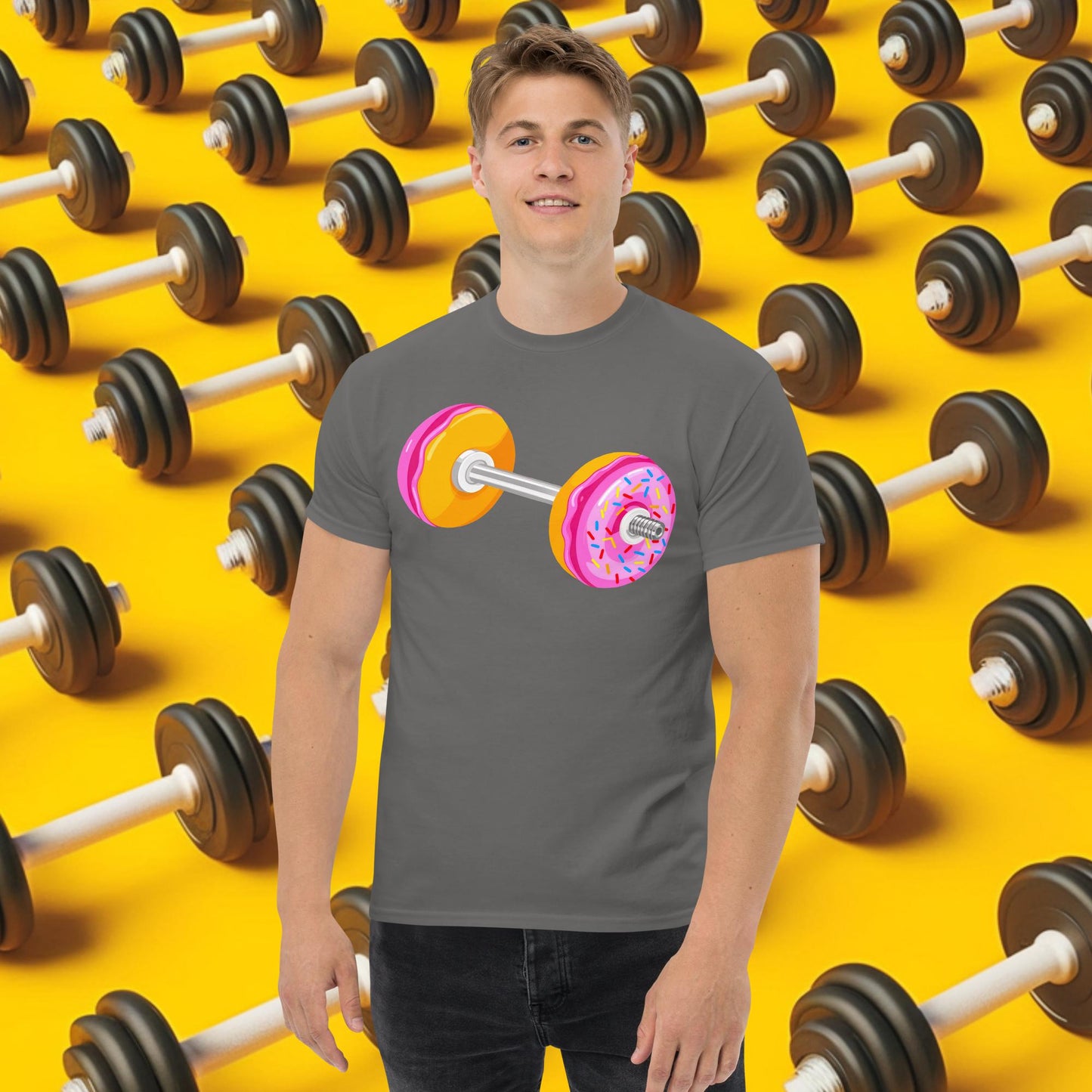 Donut Dumbbell Donuts Barbell Funny Bulk Diet Gym Workout Fitness Bodybuilding tee Charcoal T-shirts Bodybuilding Bulking Donuts Fast Food Fitness Gym Powerlifting Pump Cover Workout Next Cult Brand