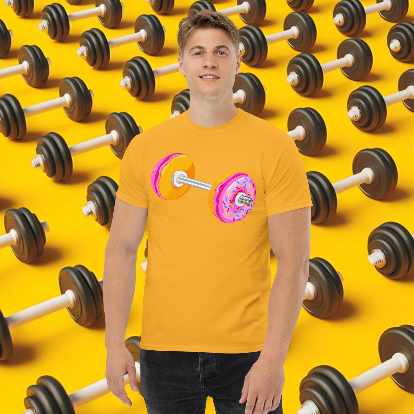 Donut Dumbbell Donuts Barbell Funny Bulk Diet Gym Workout Fitness Bodybuilding tee Gold T-shirts Bodybuilding Bulking Donuts Fast Food Fitness Gym Powerlifting Pump Cover Workout Next Cult Brand