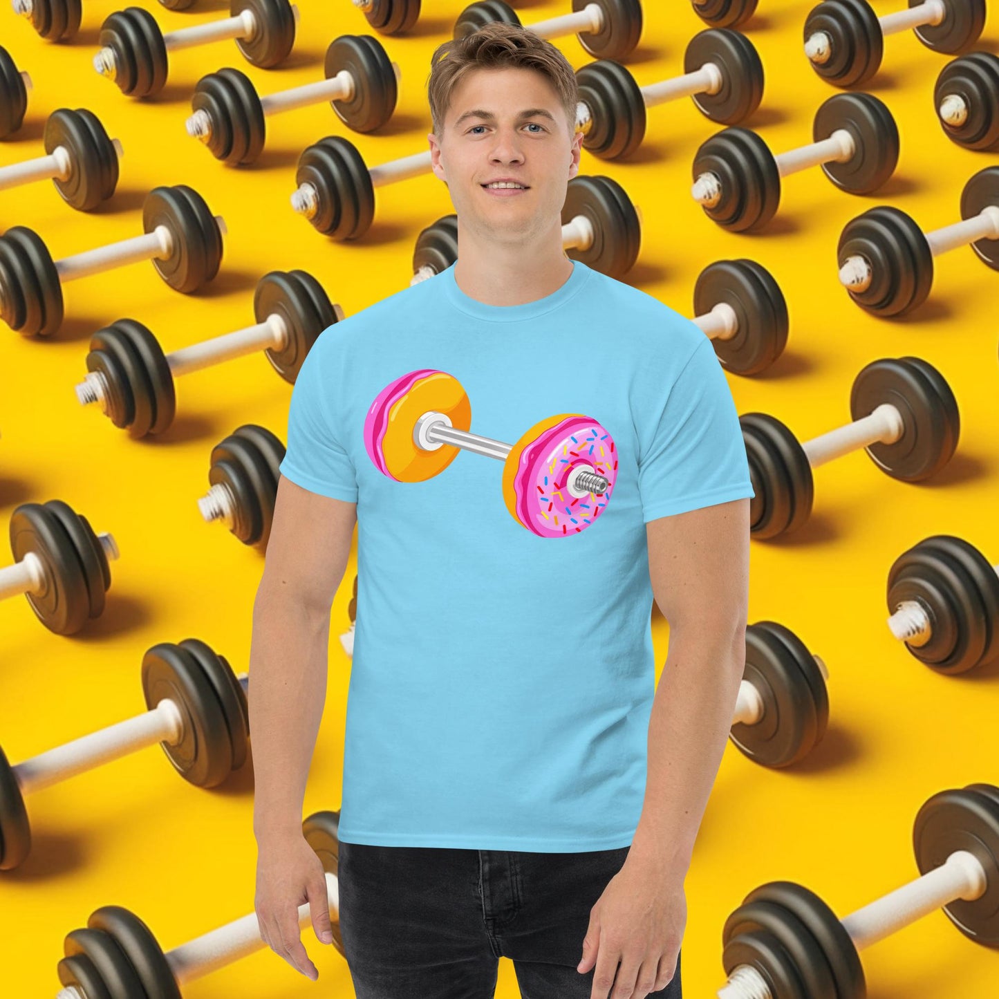 Donut Dumbbell Donuts Barbell Funny Bulk Diet Gym Workout Fitness Bodybuilding tee Sky T-shirts Bodybuilding Bulking Donuts Fast Food Fitness Gym Powerlifting Pump Cover Workout Next Cult Brand