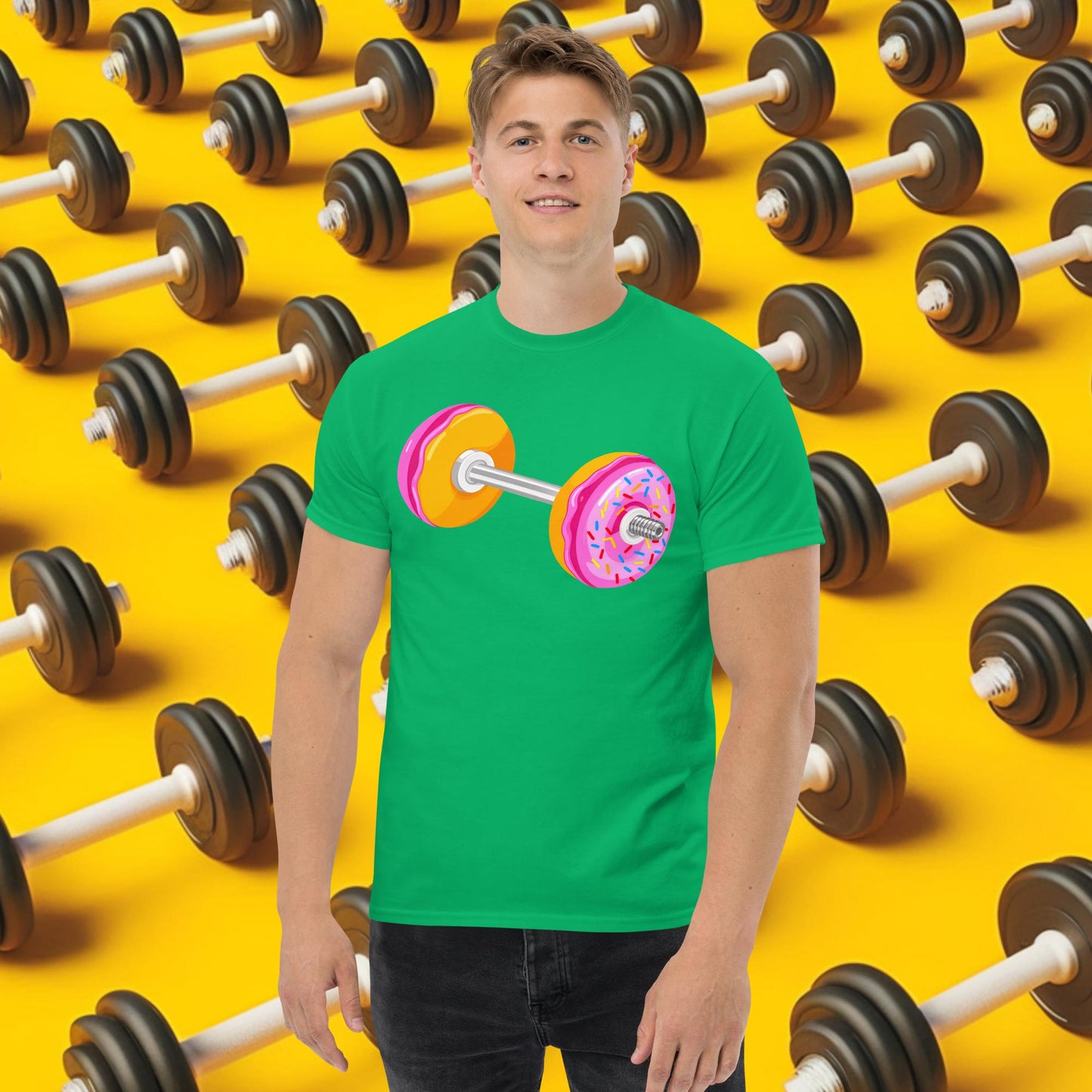 Donut Dumbbell Donuts Barbell Funny Bulk Diet Gym Workout Fitness Bodybuilding tee Irish Green T-shirts Bodybuilding Bulking Donuts Fast Food Fitness Gym Powerlifting Pump Cover Workout Next Cult Brand
