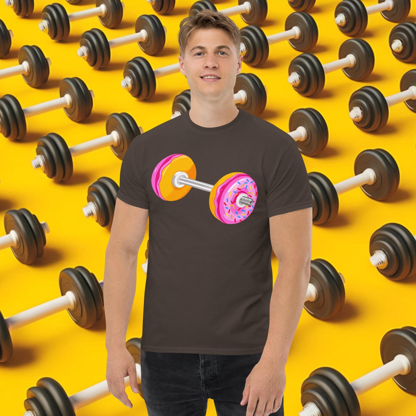 Donut Dumbbell Donuts Barbell Funny Bulk Diet Gym Workout Fitness Bodybuilding tee Dark Chocolate T-shirts Bodybuilding Bulking Donuts Fast Food Fitness Gym Powerlifting Pump Cover Workout Next Cult Brand
