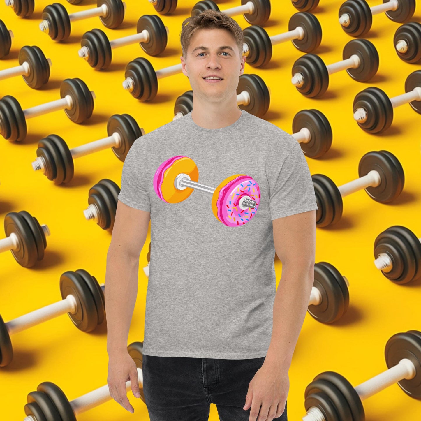 Donut Dumbbell Donuts Barbell Funny Bulk Diet Gym Workout Fitness Bodybuilding tee Sport Grey T-shirts Bodybuilding Bulking Donuts Fast Food Fitness Gym Powerlifting Pump Cover Workout Next Cult Brand