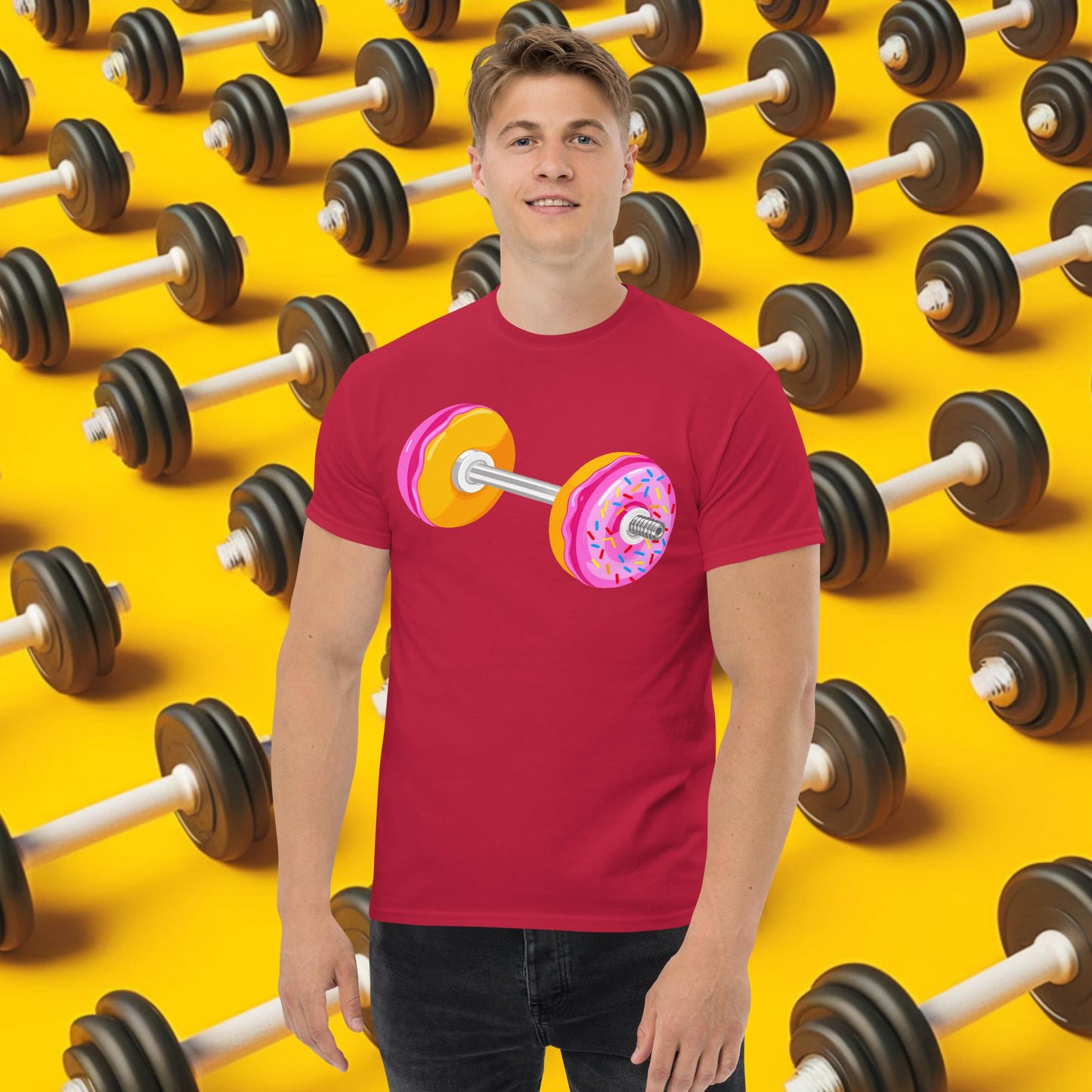 Donut Dumbbell Donuts Barbell Funny Bulk Diet Gym Workout Fitness Bodybuilding tee Cardinal T-shirts Bodybuilding Bulking Donuts Fast Food Fitness Gym Powerlifting Pump Cover Workout Next Cult Brand