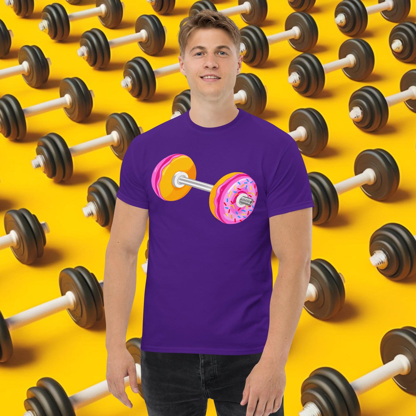 Donut Dumbbell Donuts Barbell Funny Bulk Diet Gym Workout Fitness Bodybuilding tee Purple T-shirts Bodybuilding Bulking Donuts Fast Food Fitness Gym Powerlifting Pump Cover Workout Next Cult Brand