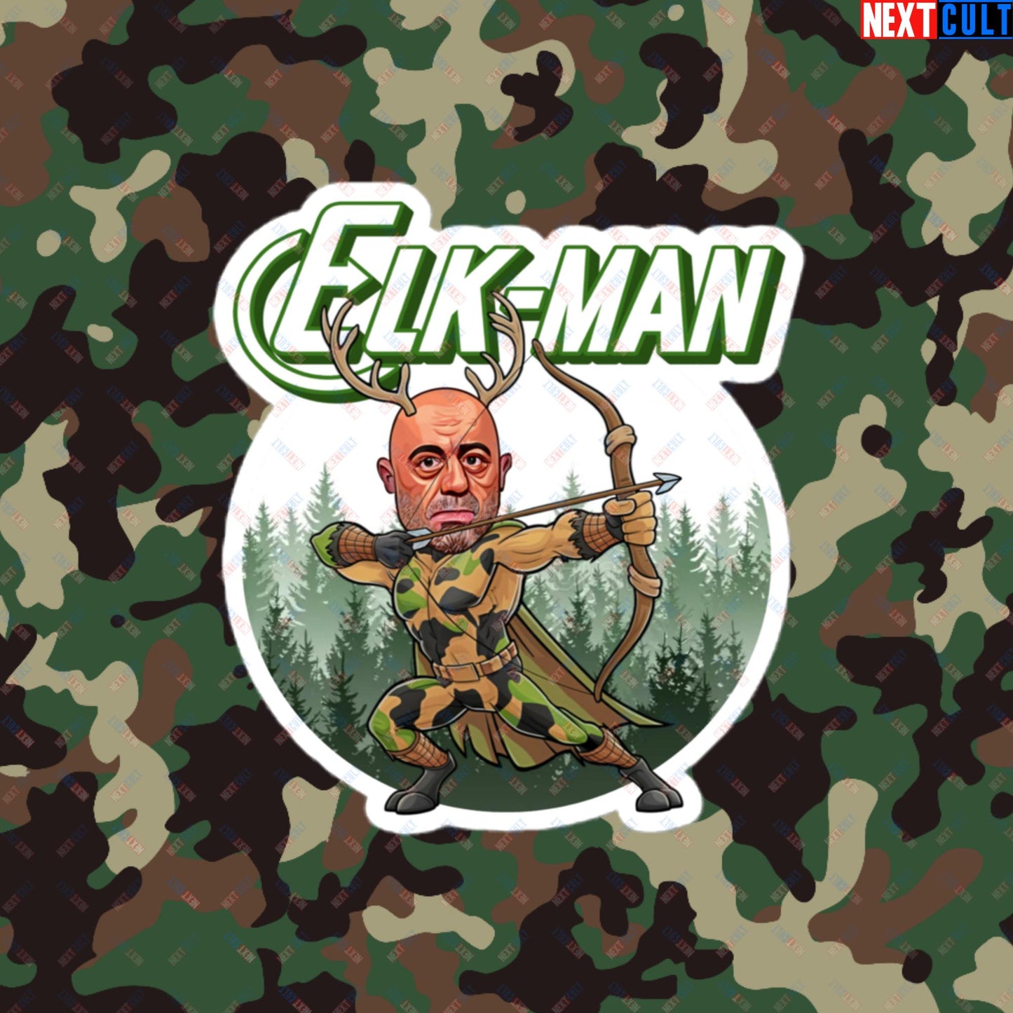 Elk-Man Joe Rogan Funny Hunting JRE Podcast Bubble-free stickers 4″×4″ Stickers Joe Rogan Podcasts Stand-up Comedy Next Cult Brand