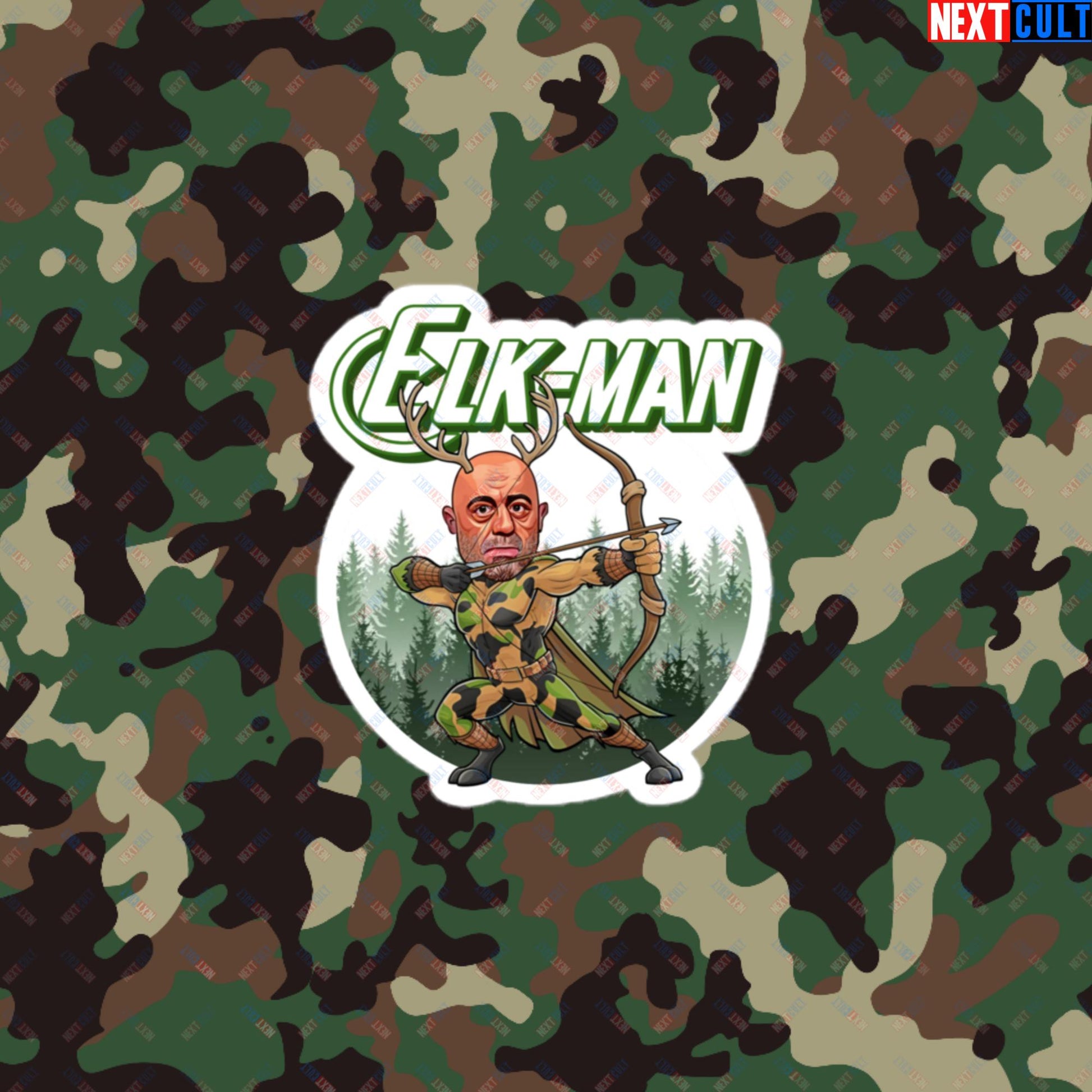 Elk-Man Joe Rogan Funny Hunting JRE Podcast Bubble-free stickers 3″×3″ Stickers Joe Rogan Podcasts Stand-up Comedy Next Cult Brand