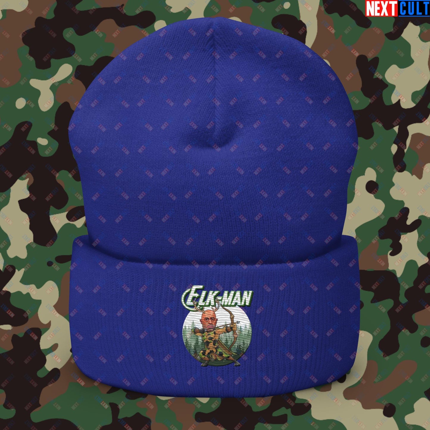 Elk-Man Joe Rogan Funny Hunting JRE Podcast Cuffed Beanie Royal Hats Joe Rogan Podcasts Stand-up Comedy Next Cult Brand