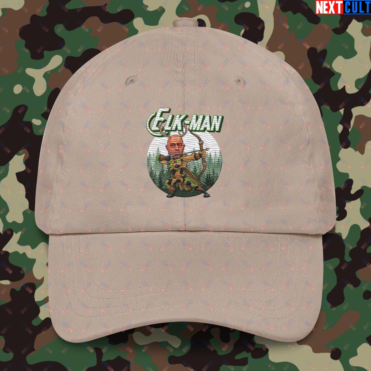 Elk-Man Joe Rogan Funny Hunting JRE Podcast Dad hat Stone Hats Joe Rogan Podcasts Stand-up Comedy Next Cult Brand