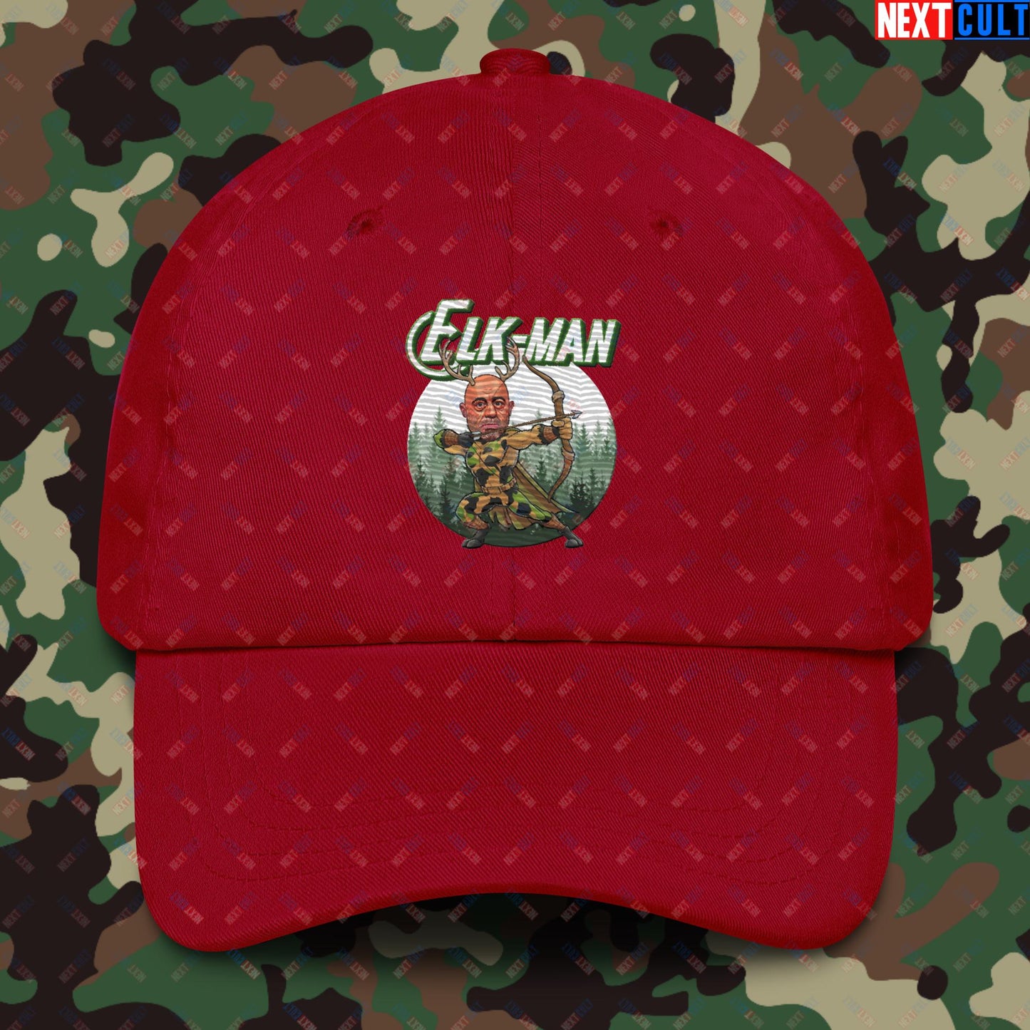 Elk-Man Joe Rogan Funny Hunting JRE Podcast Dad hat Cranberry Hats Joe Rogan Podcasts Stand-up Comedy Next Cult Brand