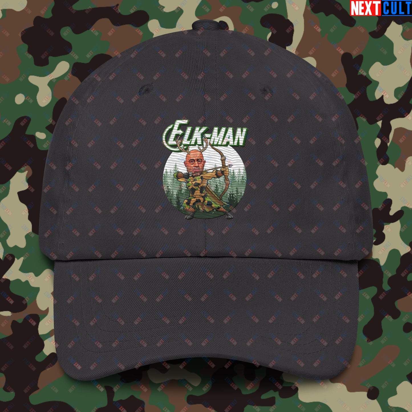 Elk-Man Joe Rogan Funny Hunting JRE Podcast Dad hat Dark Grey Hats Joe Rogan Podcasts Stand-up Comedy Next Cult Brand