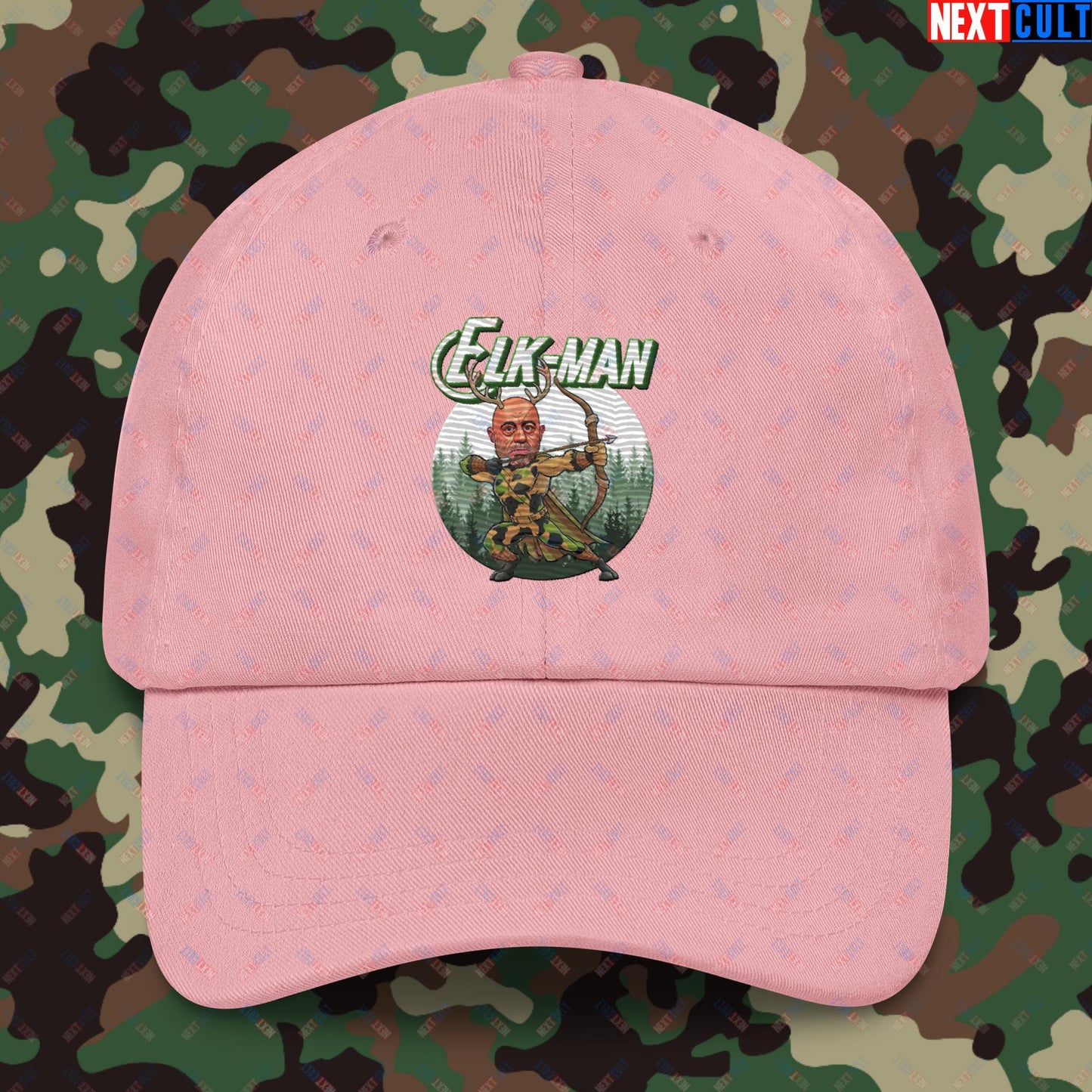 Elk-Man Joe Rogan Funny Hunting JRE Podcast Dad hat Pink Hats Joe Rogan Podcasts Stand-up Comedy Next Cult Brand