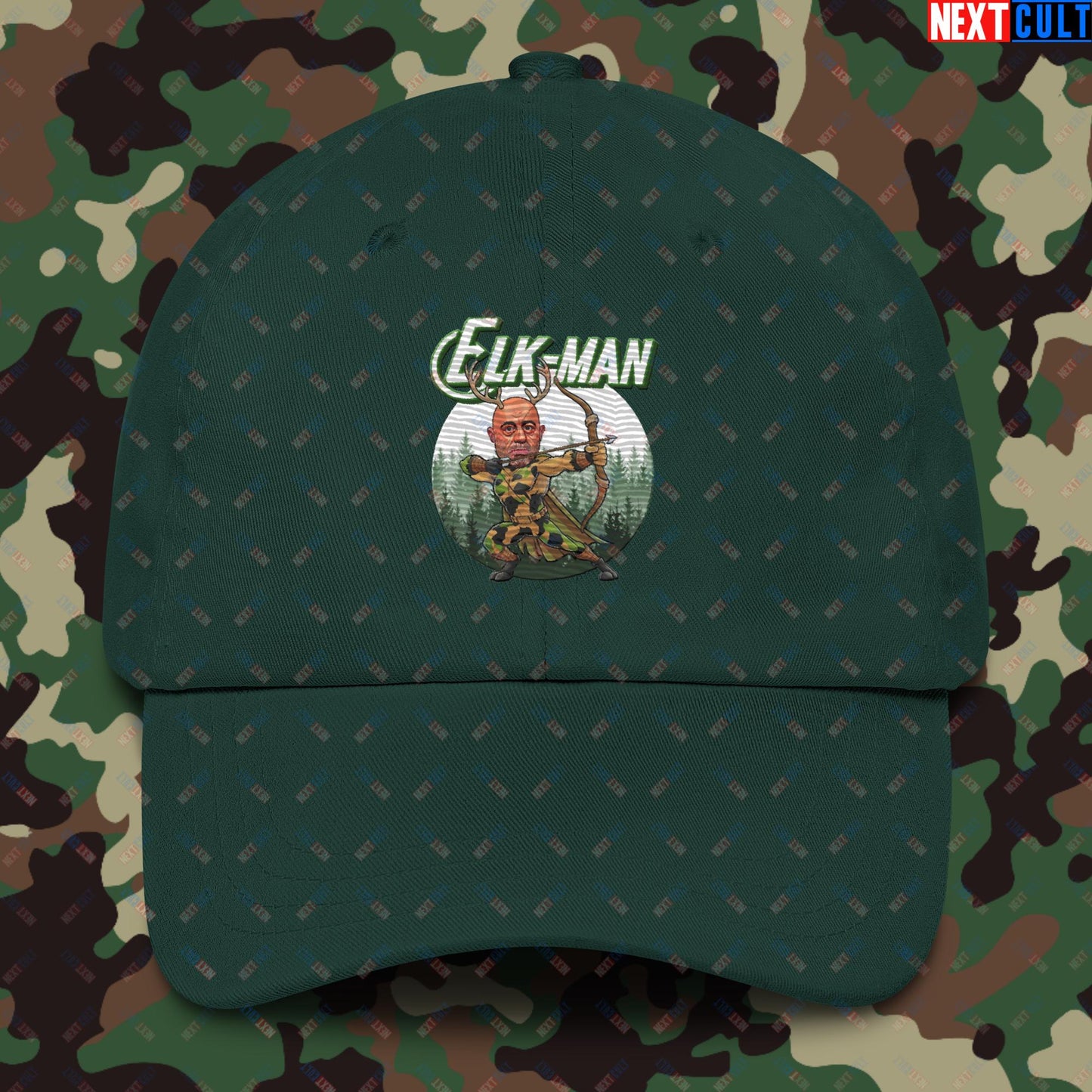 Elk-Man Joe Rogan Funny Hunting JRE Podcast Dad hat Spruce Hats Joe Rogan Podcasts Stand-up Comedy Next Cult Brand