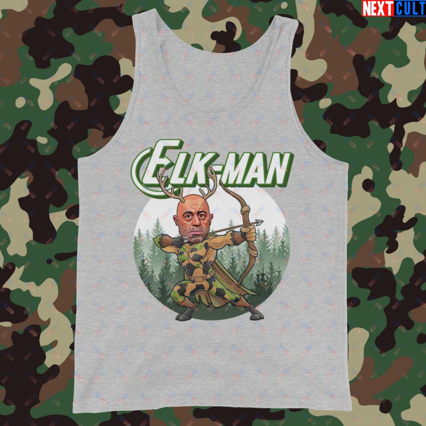 Elk-Man Joe Rogan Funny Hunting JRE Podcast Tank Top Athletic Heather Tank Tops Joe Rogan Podcasts Stand-up Comedy Next Cult Brand