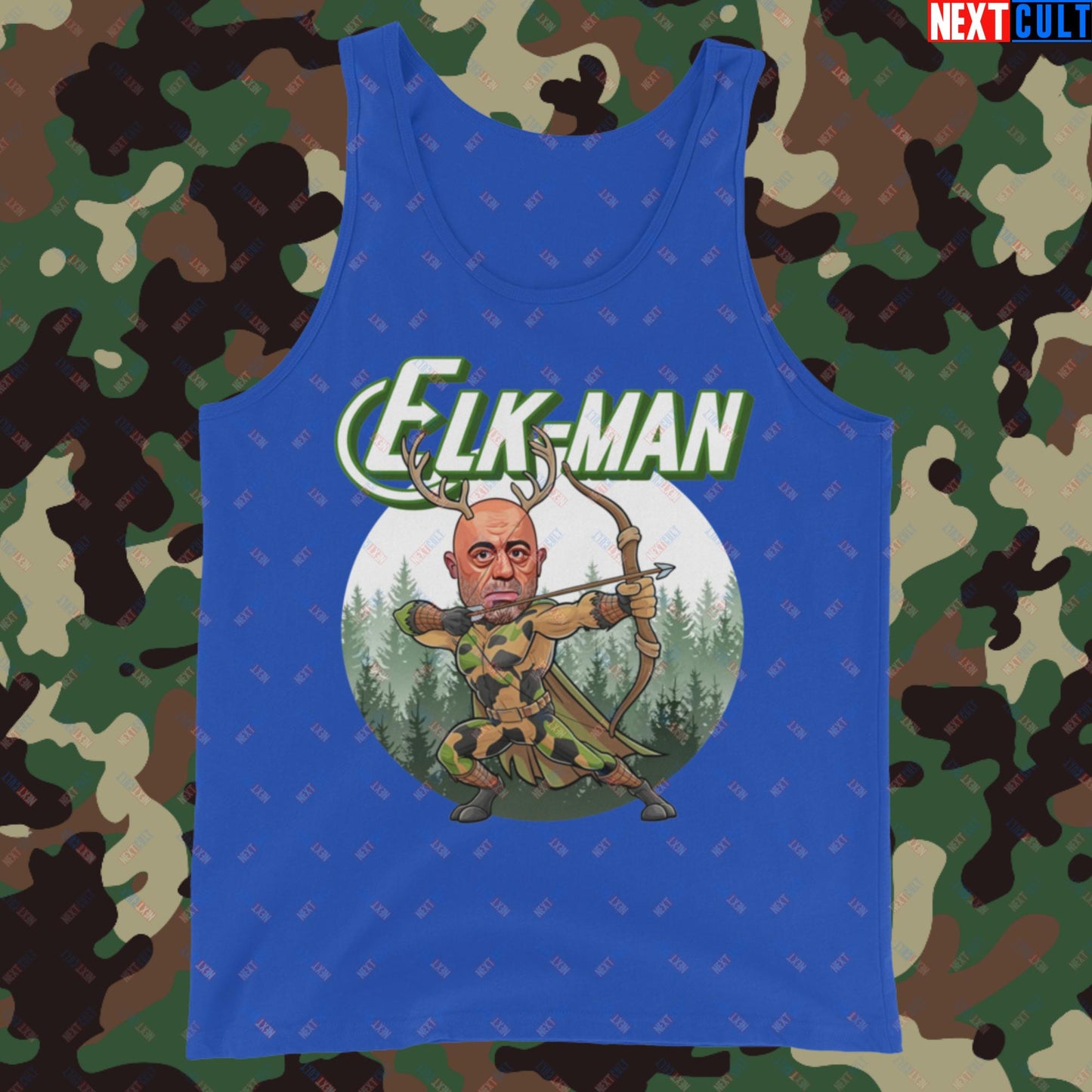 Elk-Man Joe Rogan Funny Hunting JRE Podcast Tank Top True Royal Tank Tops Joe Rogan Podcasts Stand-up Comedy Next Cult Brand