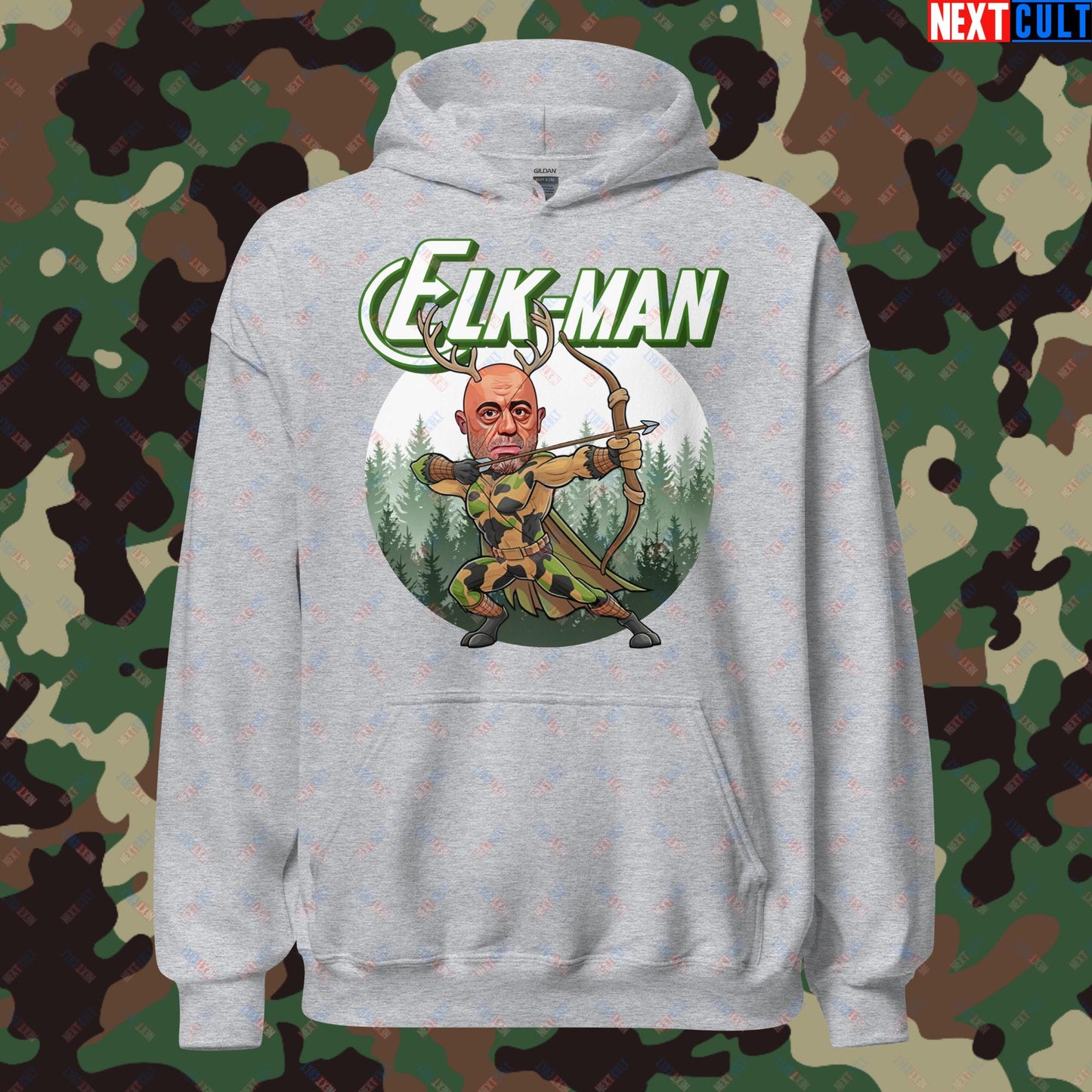 Elk-Man Joe Rogan Funny Hunting JRE Podcast Unisex Hoodie Sport Grey Hoodies Joe Rogan Podcasts Stand-up Comedy Next Cult Brand
