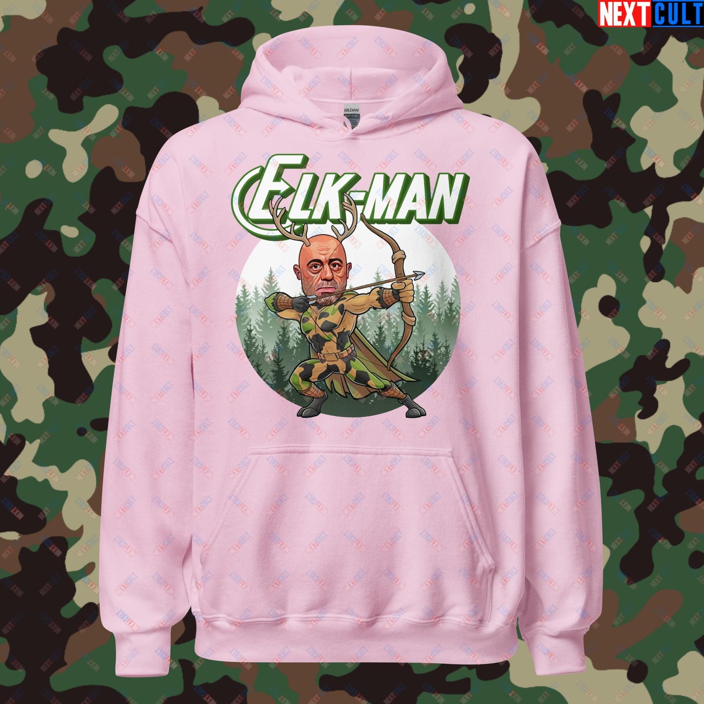 Elk-Man Joe Rogan Funny Hunting JRE Podcast Unisex Hoodie Light Pink Hoodies Joe Rogan Podcasts Stand-up Comedy Next Cult Brand