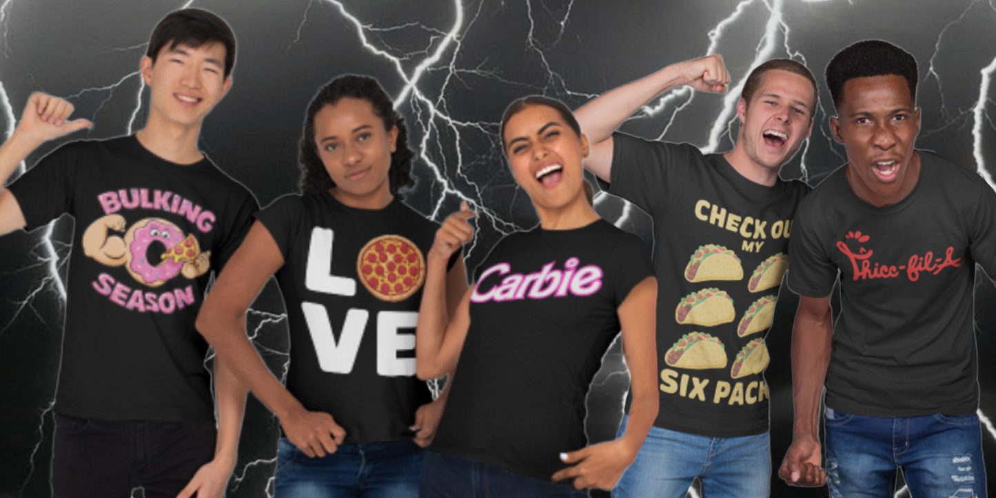 Mystery Box of 3 Food Gym Shirts (3-pack)