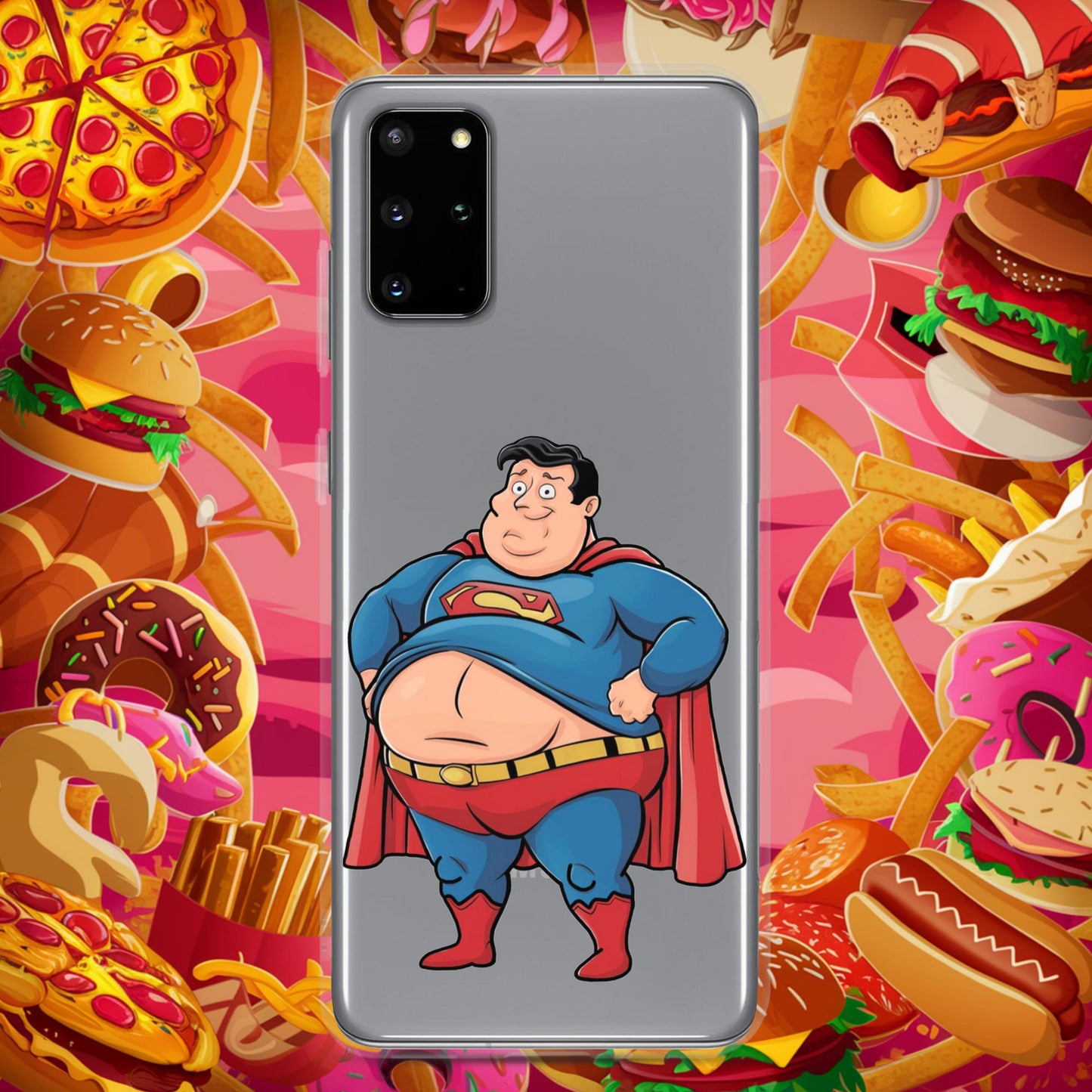 Fat Superhero Funny Inaction Hero Clear Case for Samsung Samsung Galaxy S20 Plus Mobile Phone Cases Movies Superheroes Superman Next Cult Brand