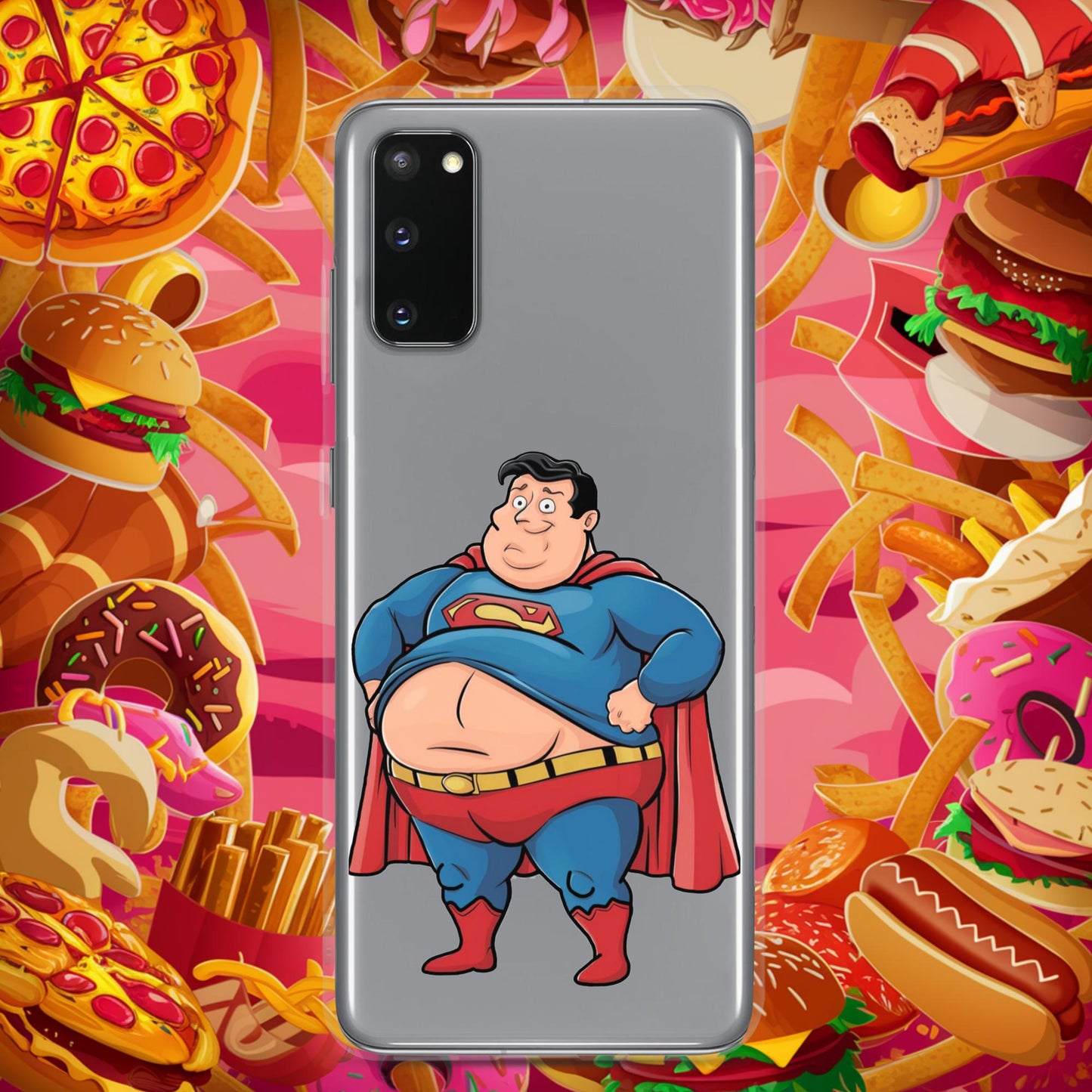 Fat Superhero Funny Inaction Hero Clear Case for Samsung Samsung Galaxy S20 Mobile Phone Cases Movies Superheroes Superman Next Cult Brand