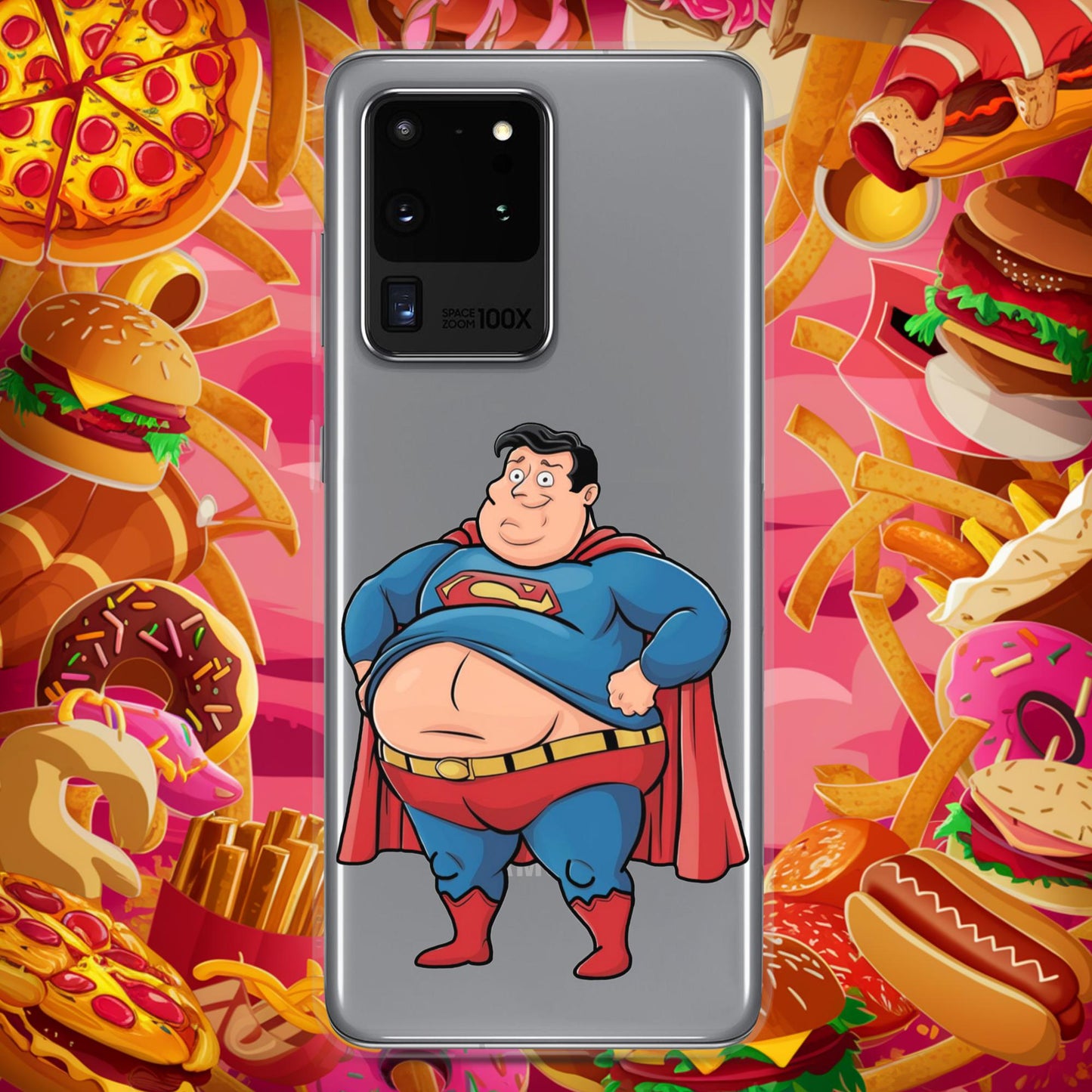 Fat Superhero Funny Inaction Hero Clear Case for Samsung Samsung Galaxy S20 Ultra Mobile Phone Cases Movies Superheroes Superman Next Cult Brand