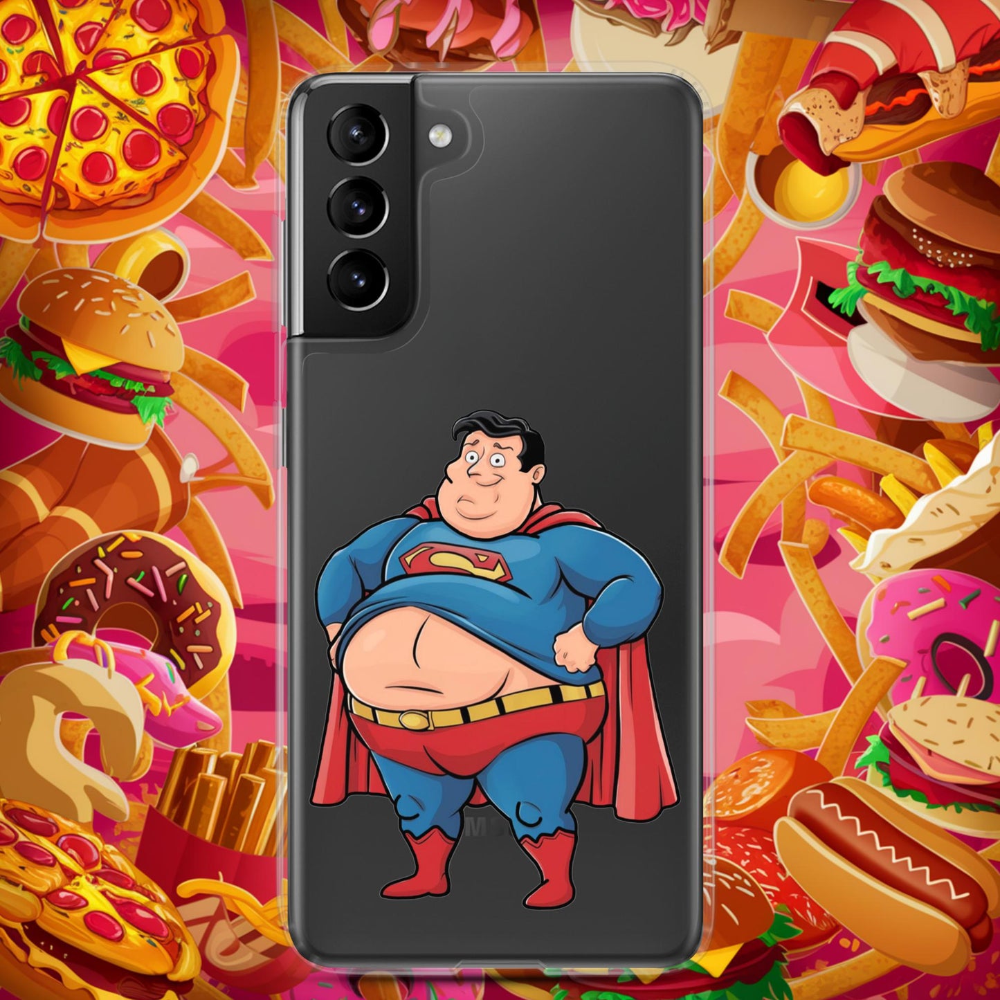 Fat Superhero Funny Inaction Hero Clear Case for Samsung Samsung Galaxy S21 Plus Mobile Phone Cases Movies Superheroes Superman Next Cult Brand
